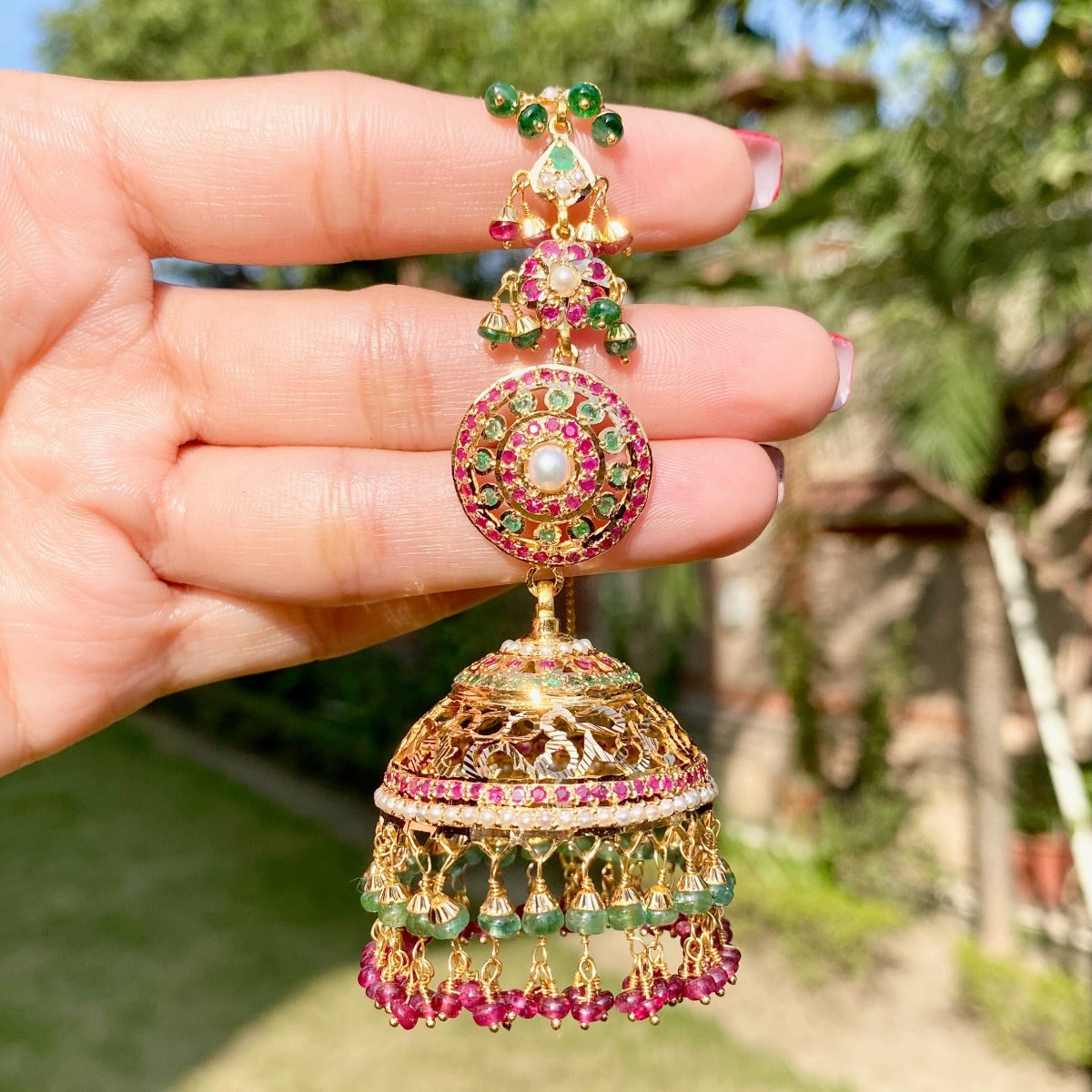 original amritsar jhumka earrings in 22k gold