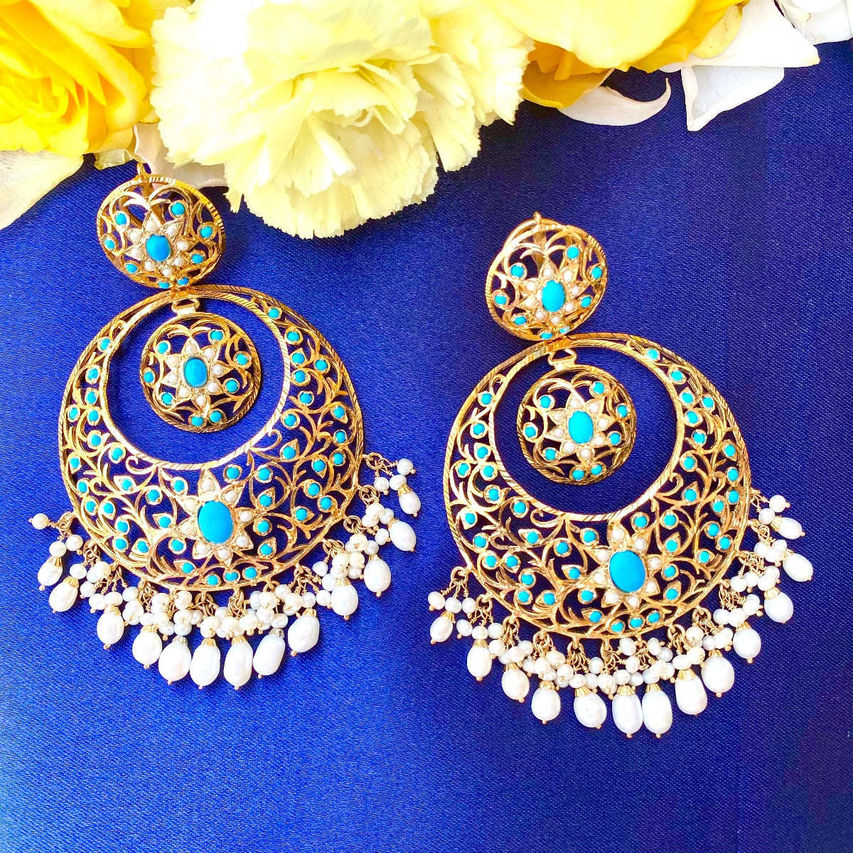 Hyderabadi chandbali earrings with gold plating