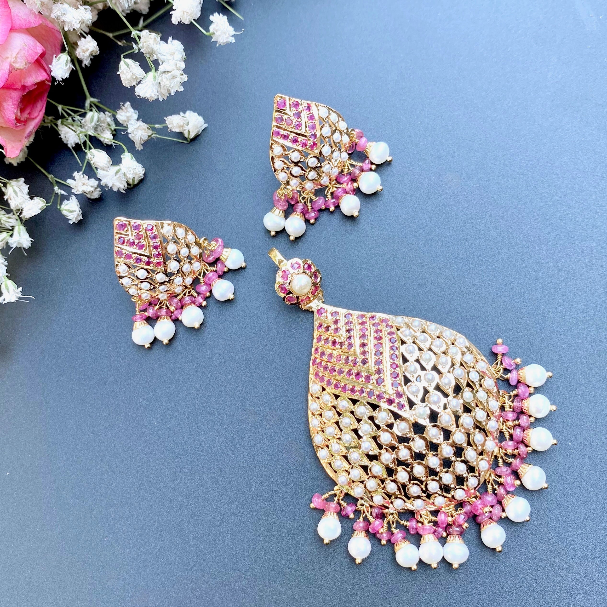 Gold Pendant and Earrings Sets | Indian Jewelry Sets GPS 019