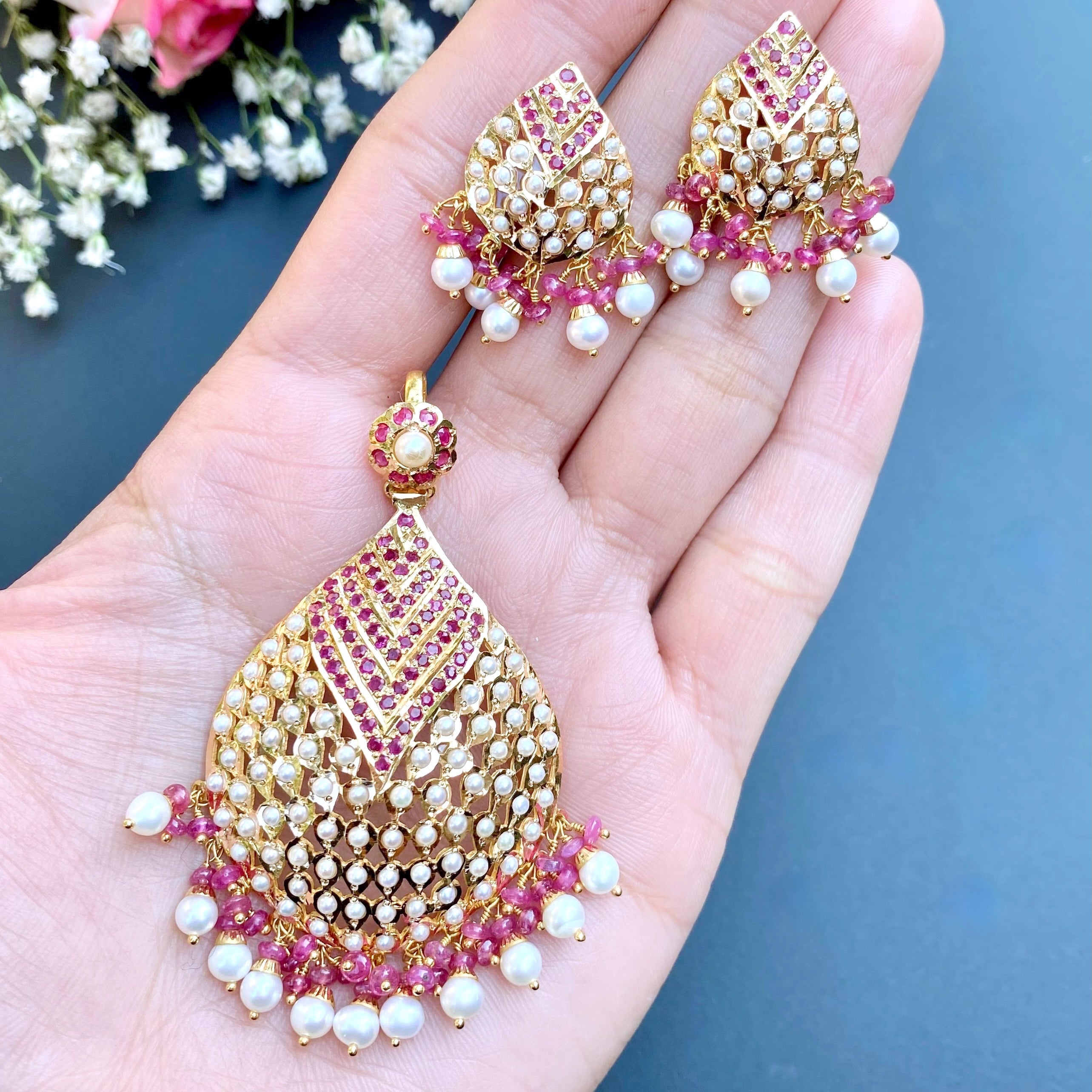 Gold Pendant and Earrings Sets | Indian Jewelry Sets GPS 019