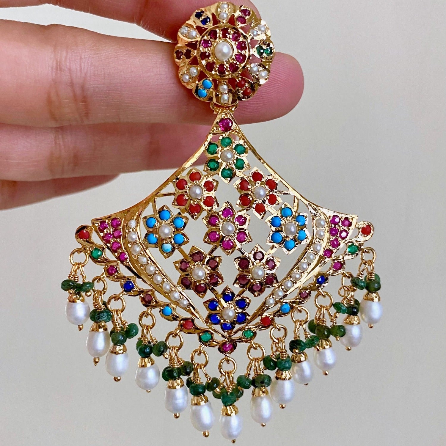 buy gold plated jadau earrings online