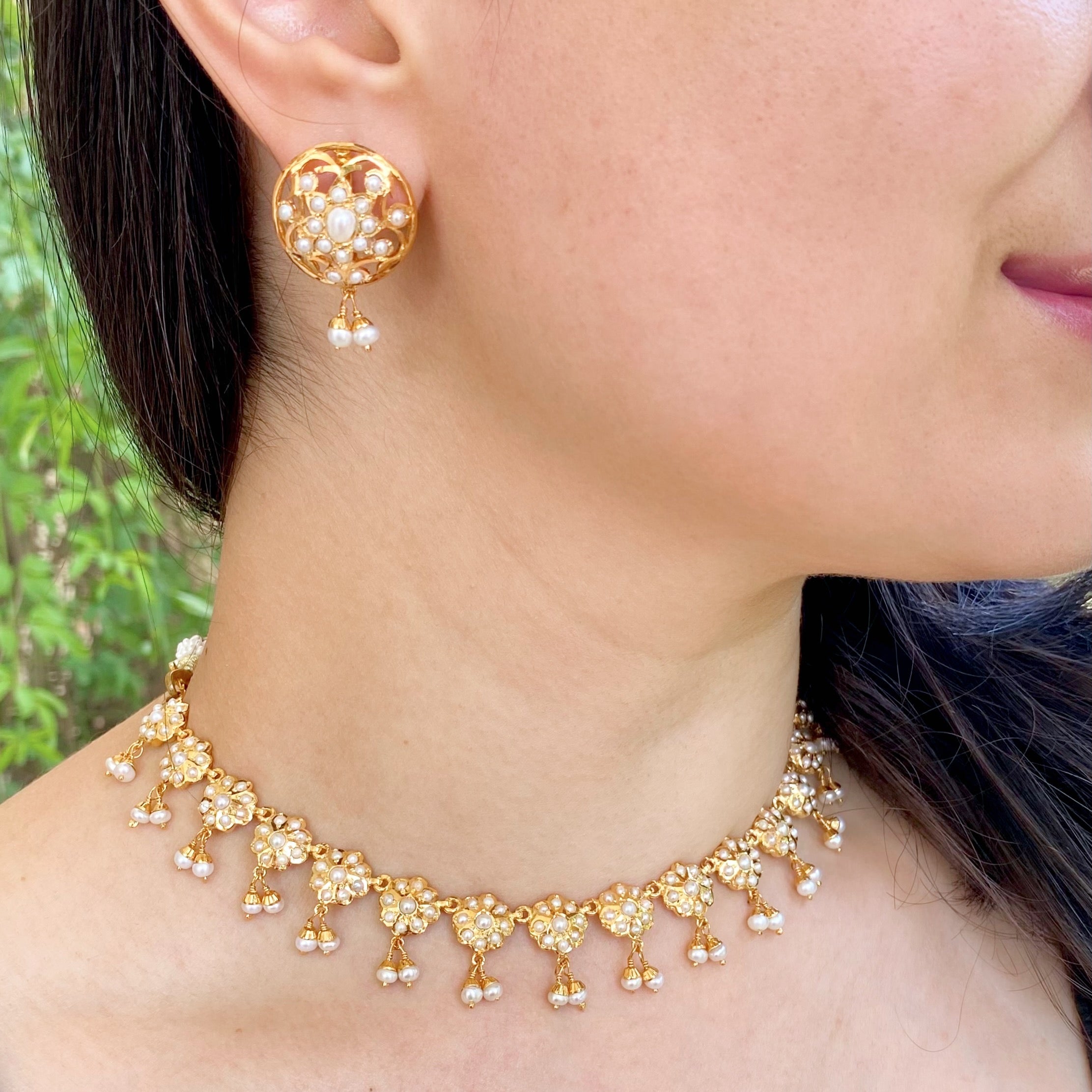 Minimalist Pearl Jewelry Set | Buy Indian Gold Plated Jewelry Online NS 455