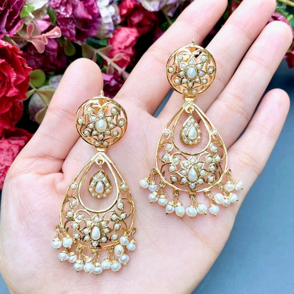 real pearl gold plated earrings