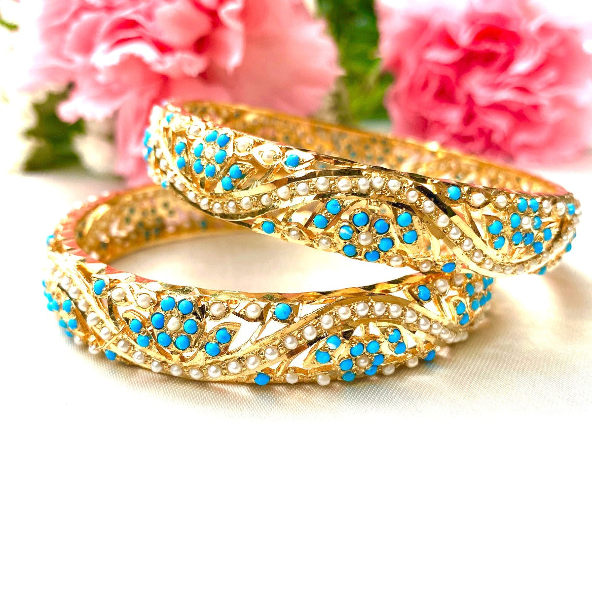 jadau bangles with firoza