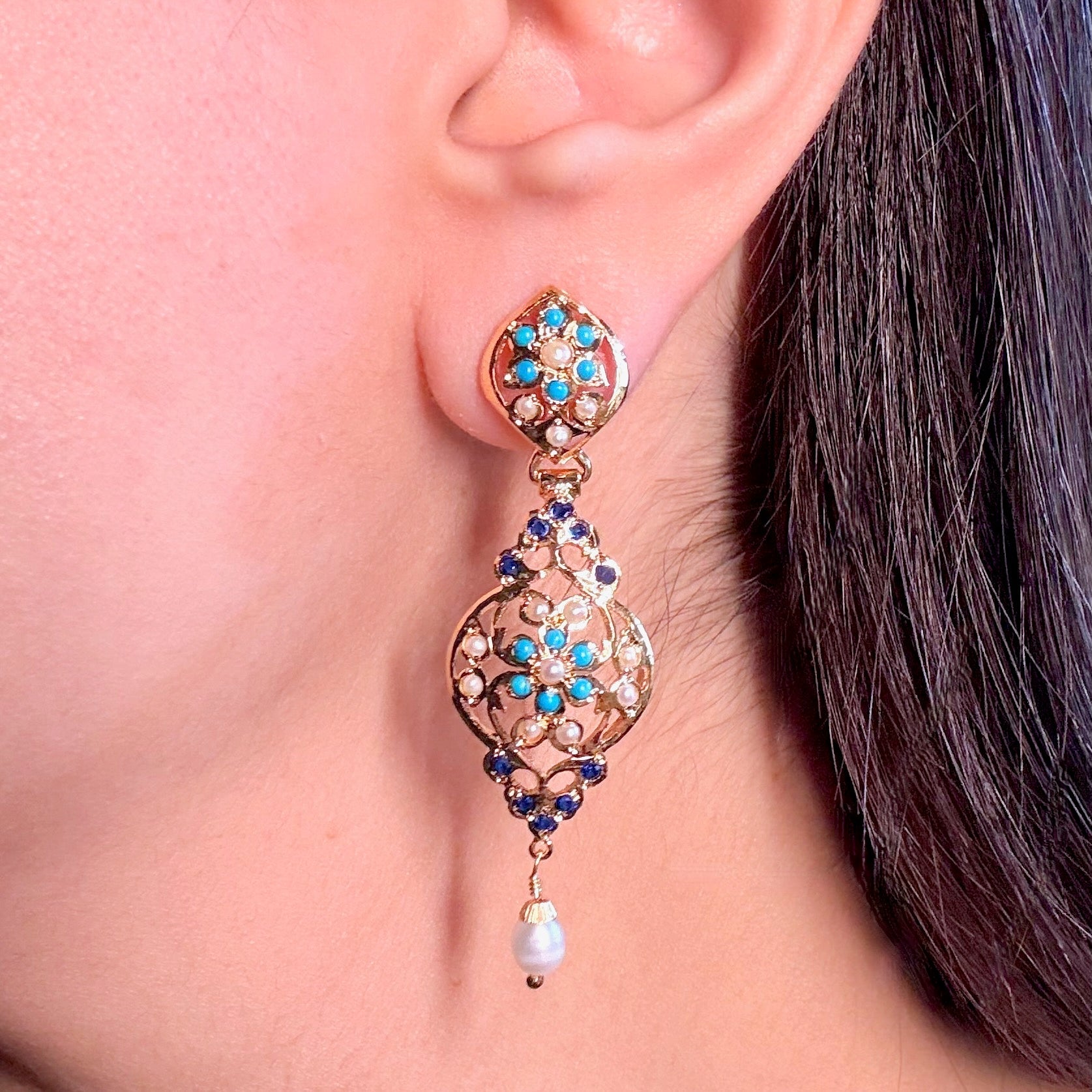 Cute Jadau Earrings for Girls & Women | Gold Plated on 925 Silver ER 623
