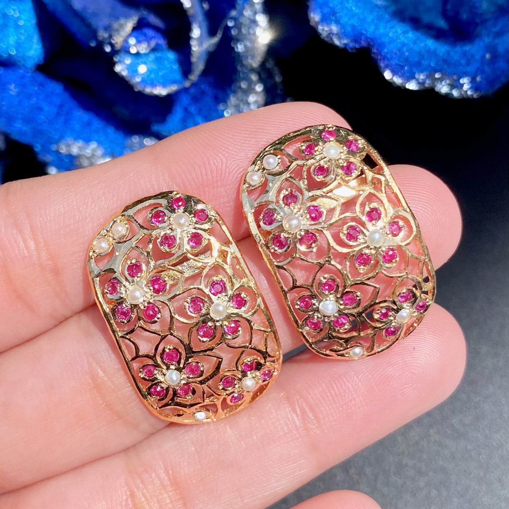 Ruby Stud Earrings | Indo Western Studs | Modern & Trendy Design | ER 641