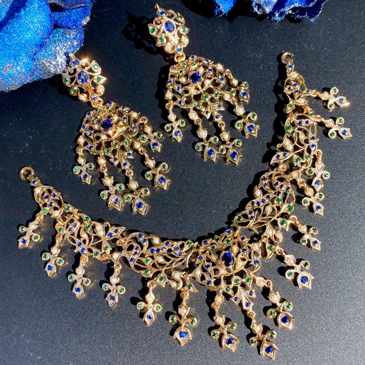 victorian edwardian style Hyderabadi necklace and earrings