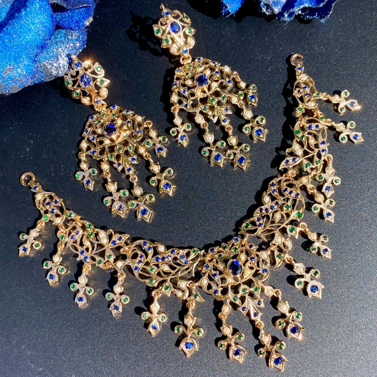 victorian edwardian style Punjabi necklace and earrings