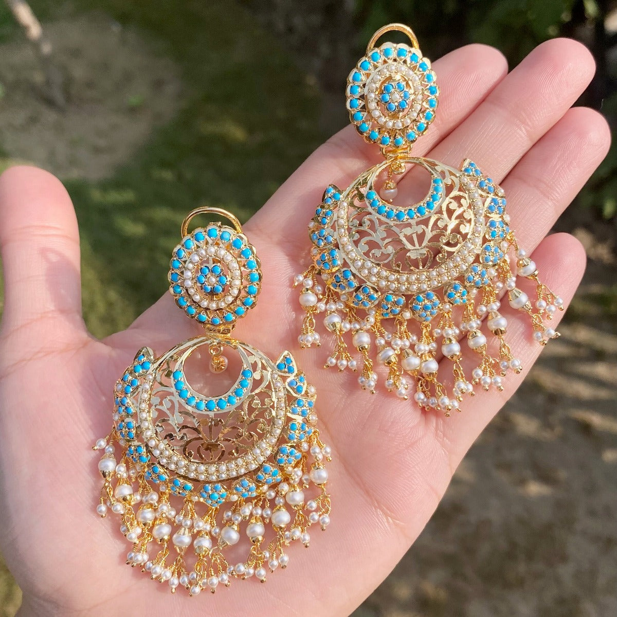 turquoise and pearl earrings