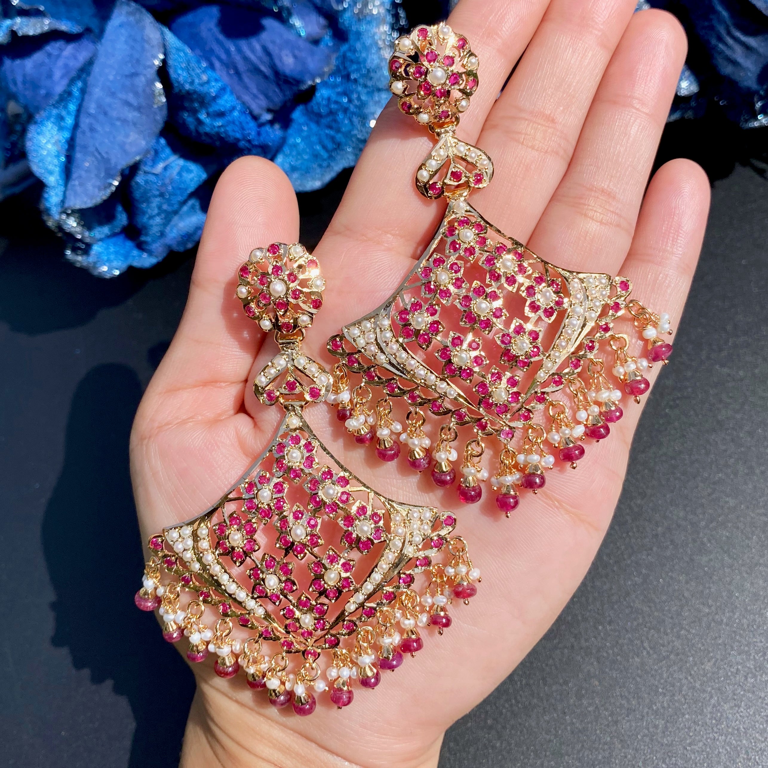 floral jadau earrings