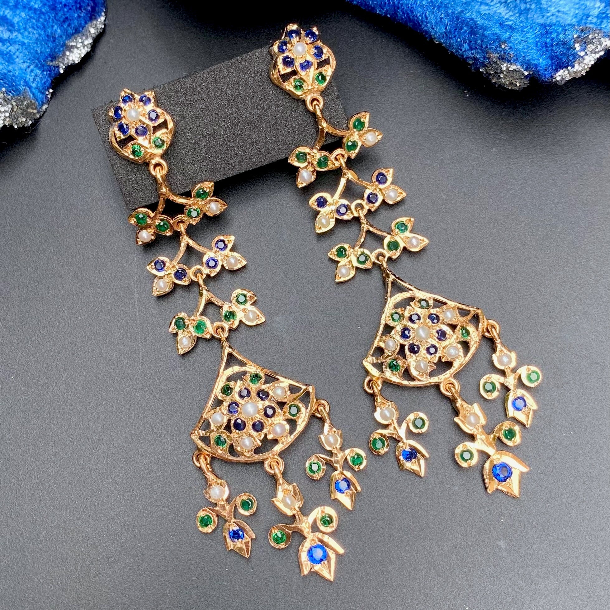 Indo Western Wear Danglers for Women | Gold Plated Silver Jewelry ER 592