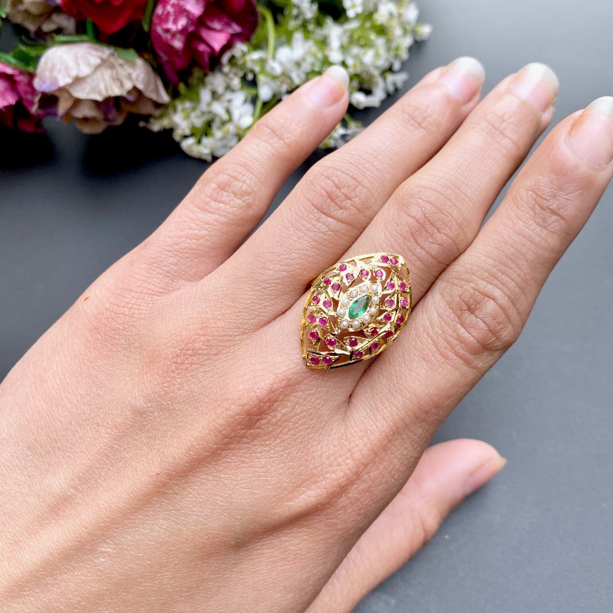 Jadau Ring in 22ct Gold GLR 094