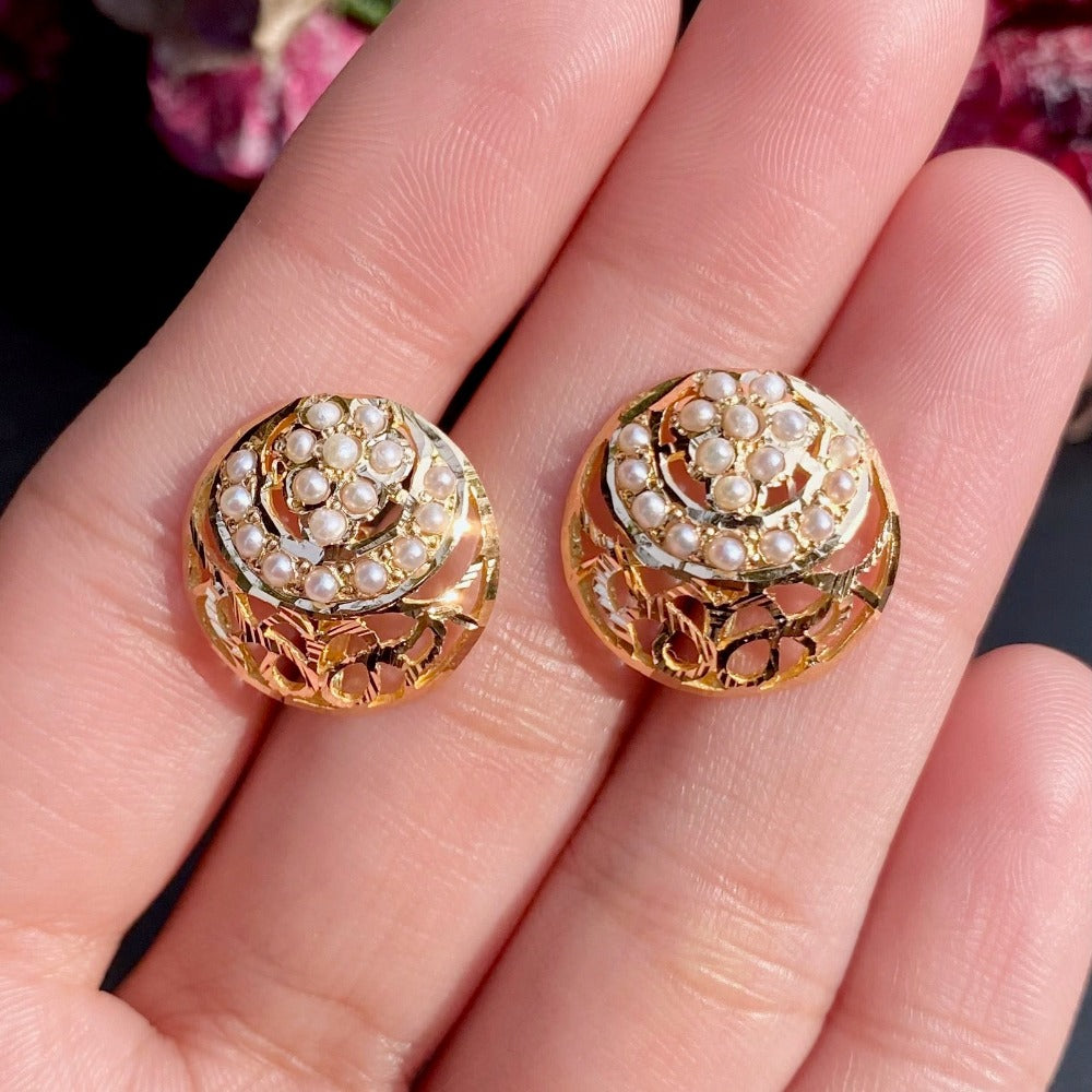 pearl studs in 22k gold