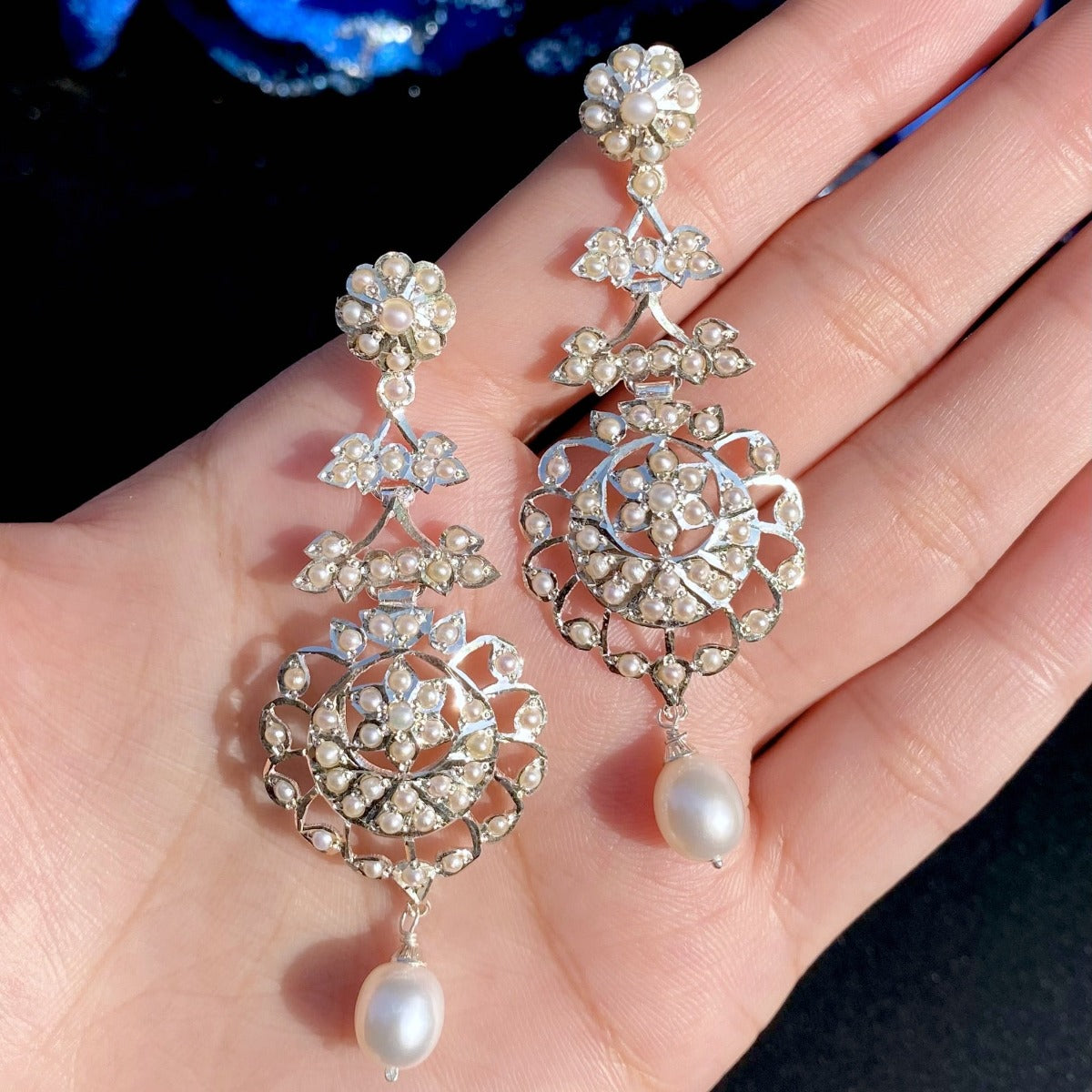 indo western pearl earrings