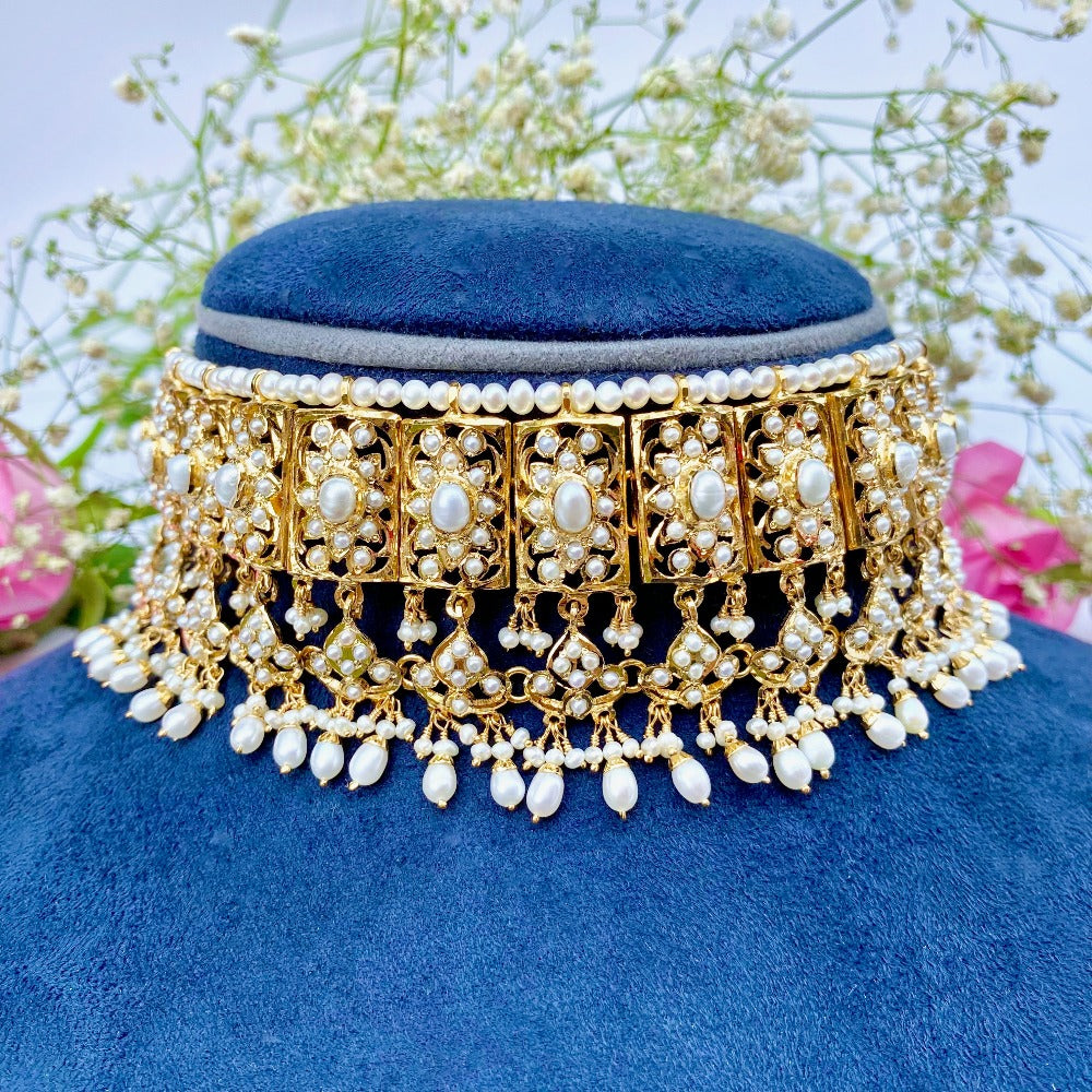 Edwardian Styled Pearl Choker Set | Handmade Sterling Silver & Seed Pearl Jewelry