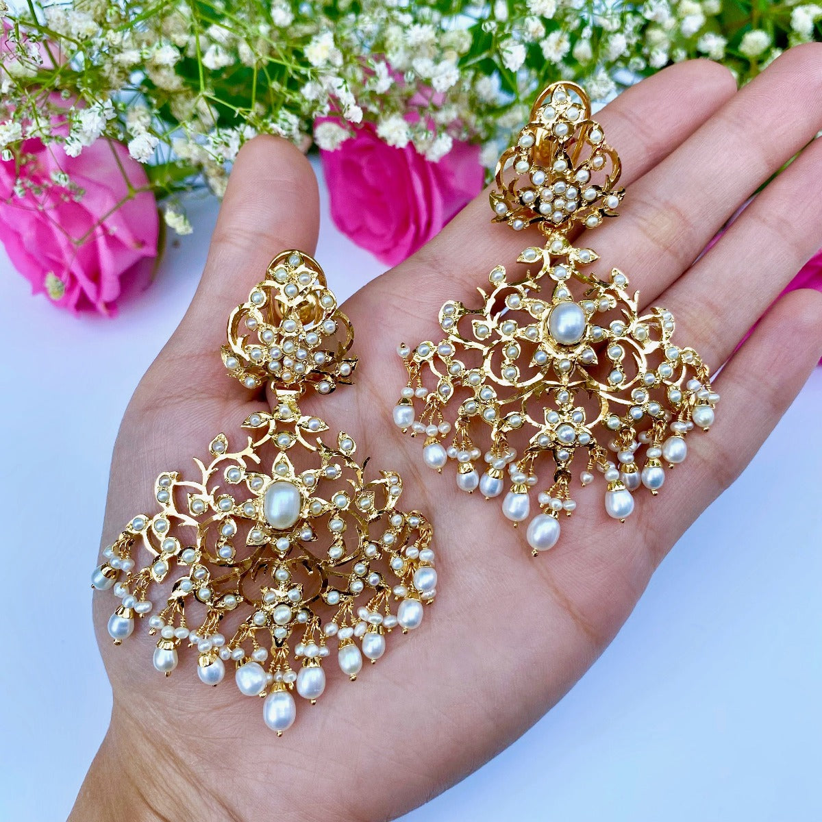 Edwardian Styled Pearl earrings | Handmade Sterling Silver & Seed Pearl Jewelry