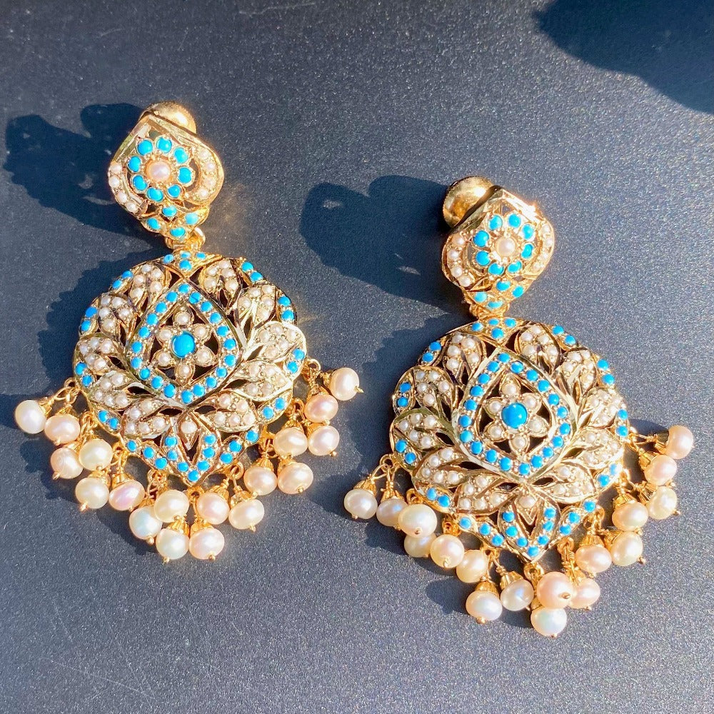 gold plated kundan earrings