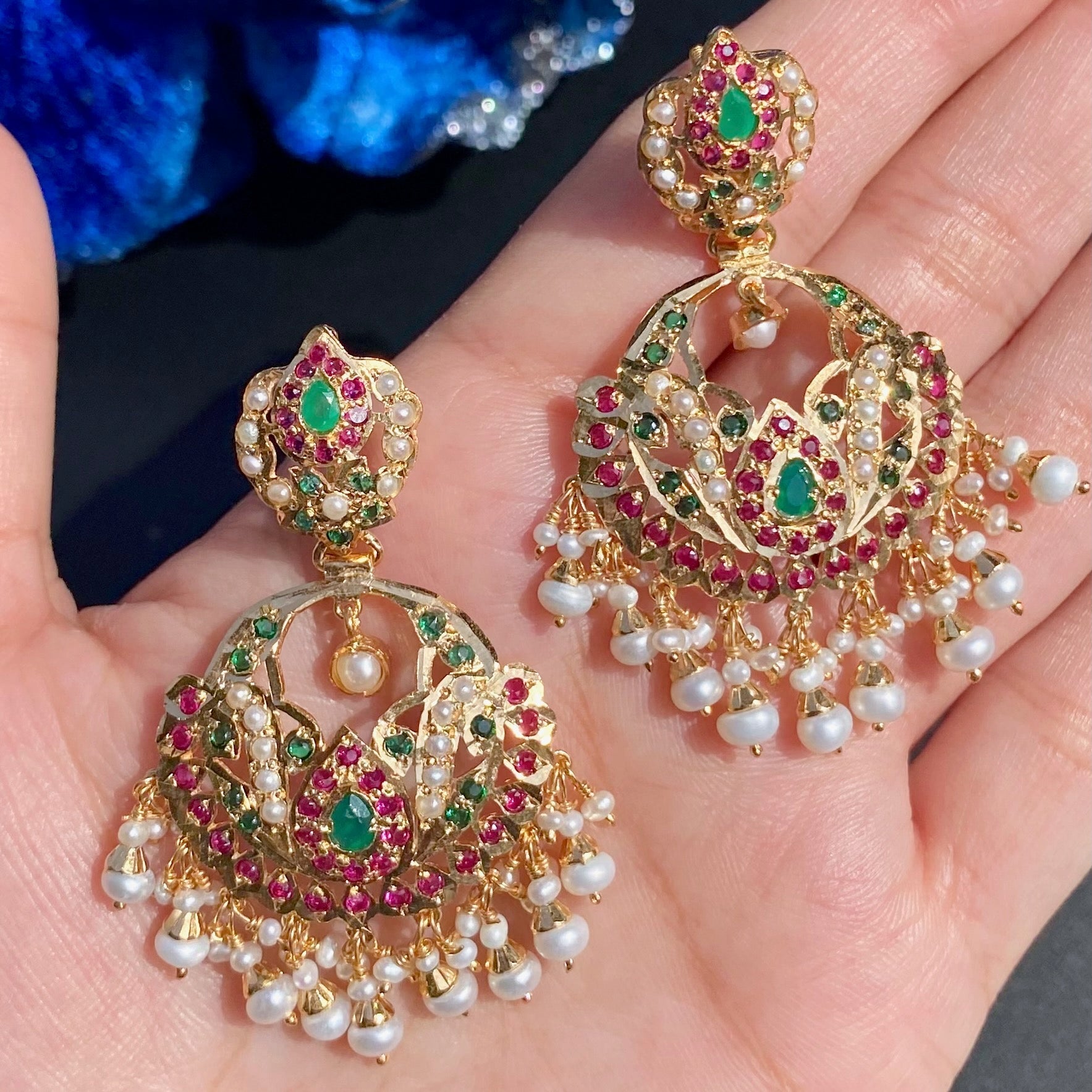 Multicolours Jadau Set | Gold Plated Silver Jewellery Online NS 474