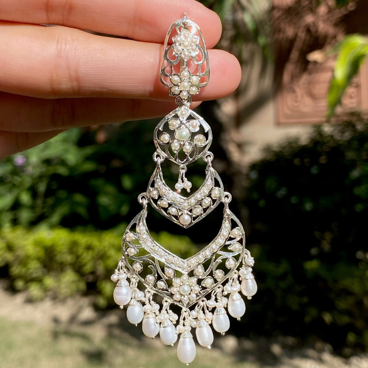 pearl chandelier earrings