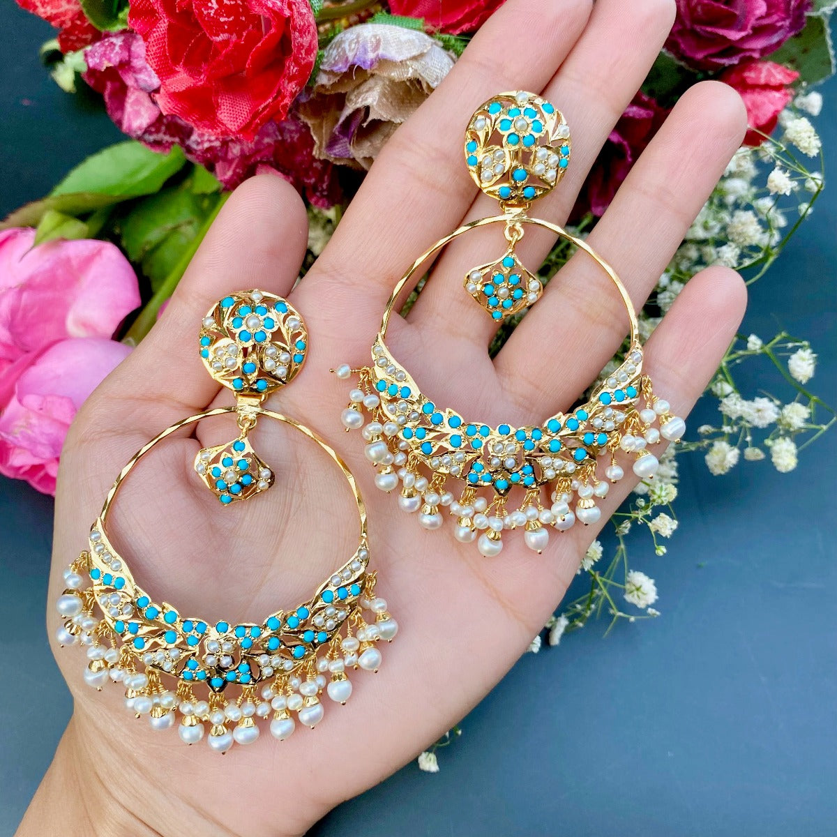 Gold Plated Hyderabadi turquoise Jewellery