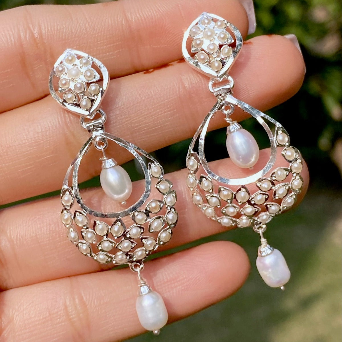 bohemian white earrings