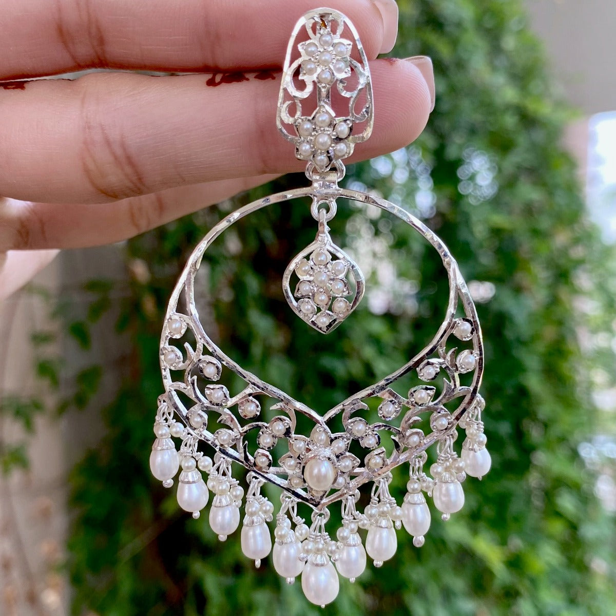 Vintage Edwardian Style Jewelry | Seed Pearl Earrings on Silver