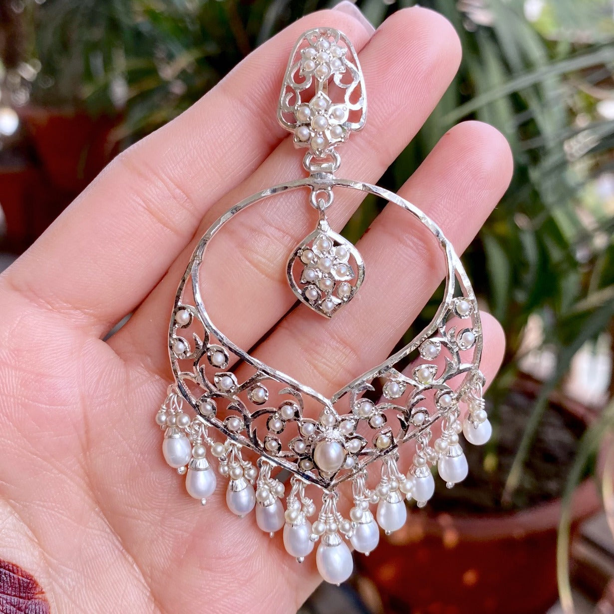 Vintage Edwardian Style Jewelry | Seed Pearl Earrings on Silver