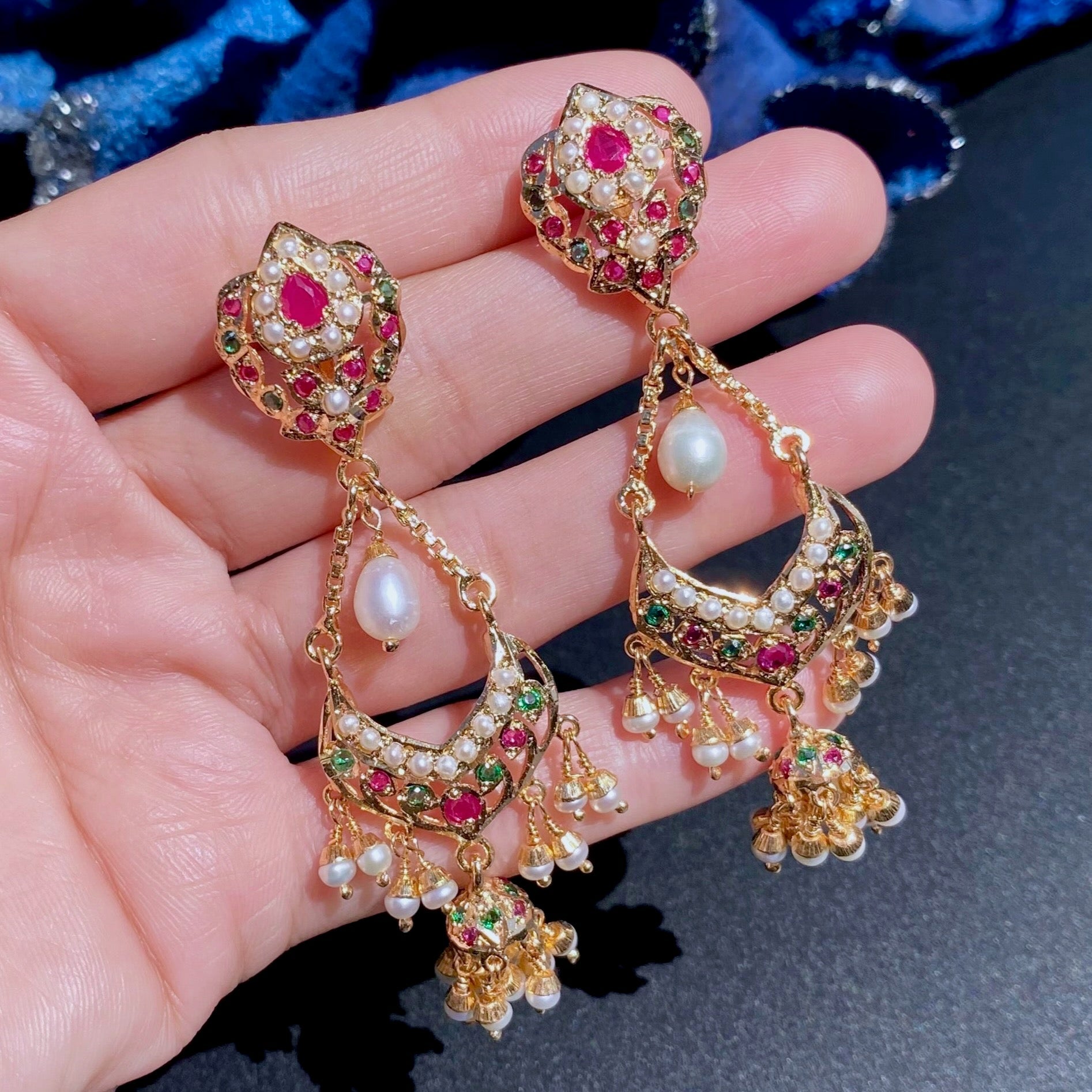 Cute Jadau Earrings for Girls | Gold Plated on Silver Base ER 627