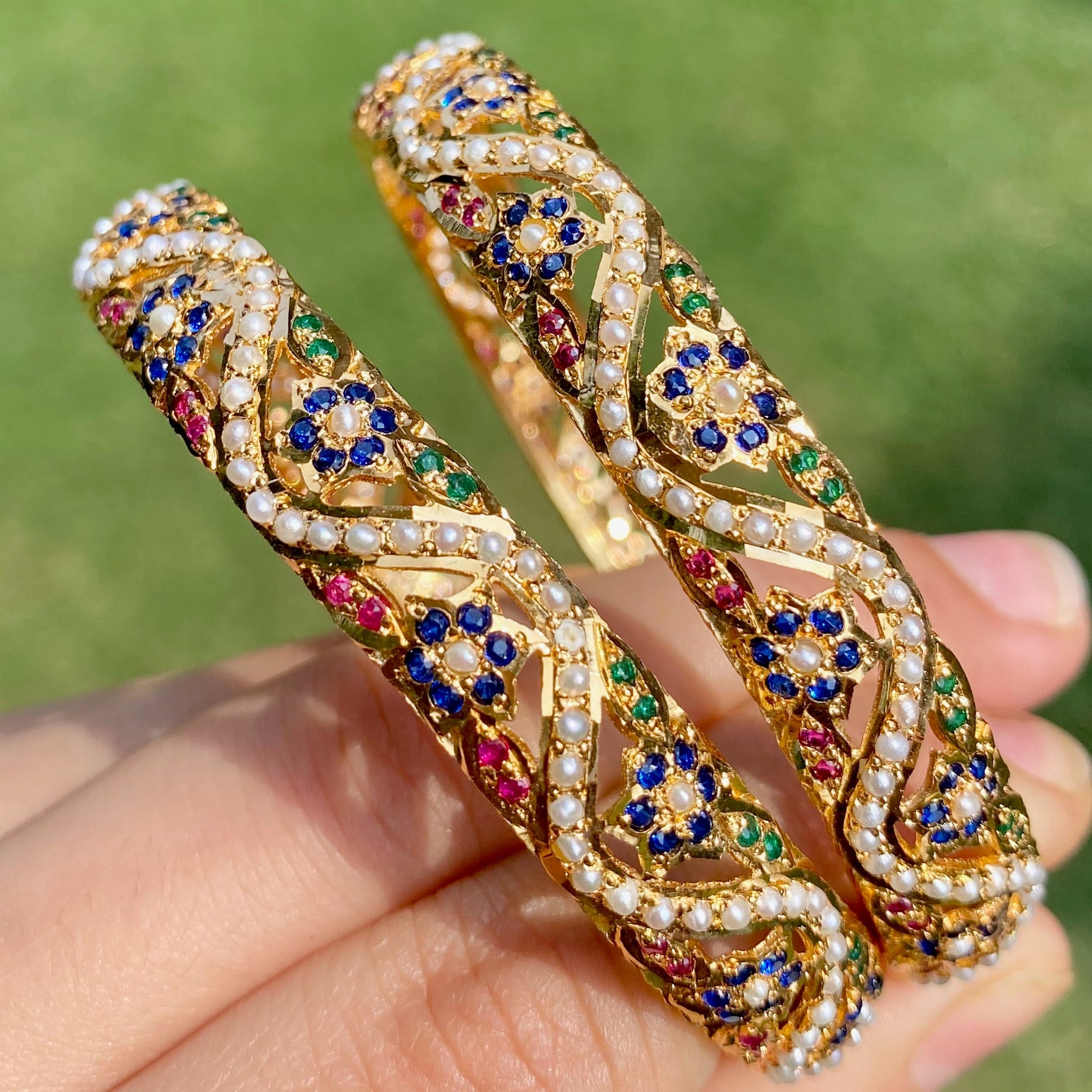 Enchanting Multicoloured Jadau Bangles | Shop Gold Plated Indian Jewelry Online BG 091