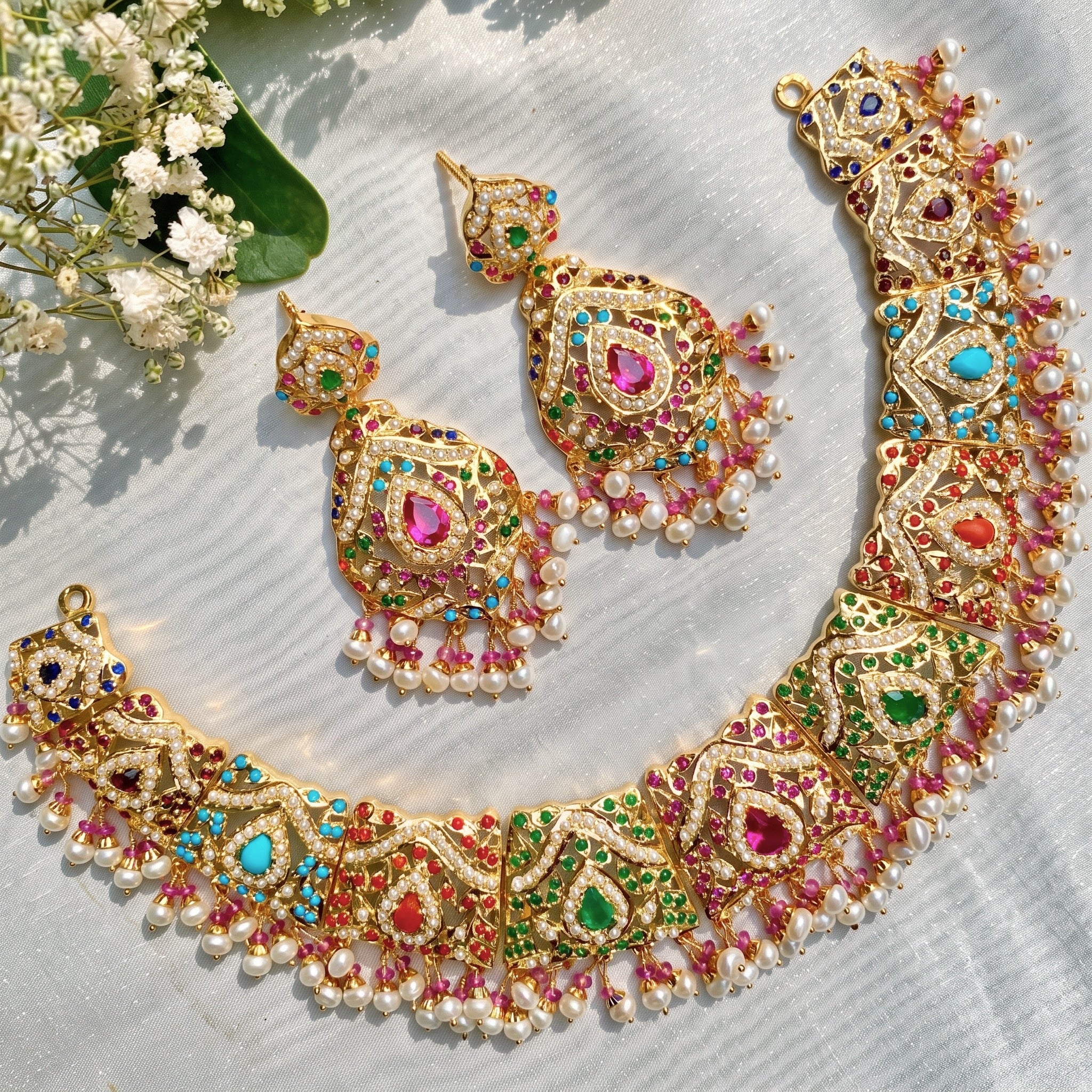 sleek Navaratna guluband set