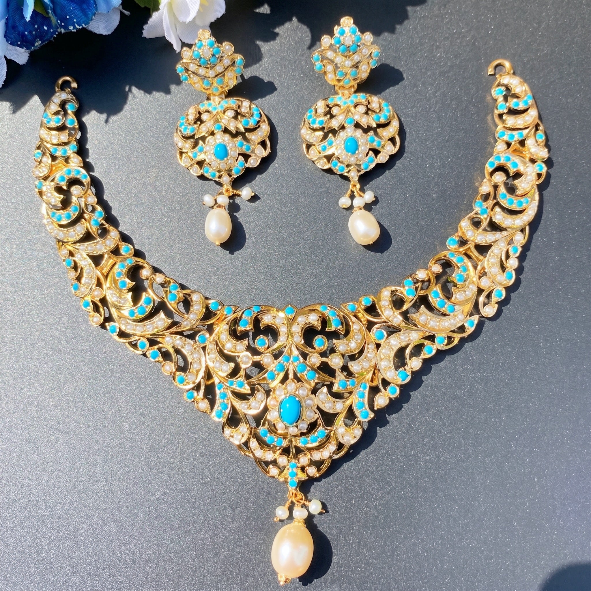 gold plated silver necklace set