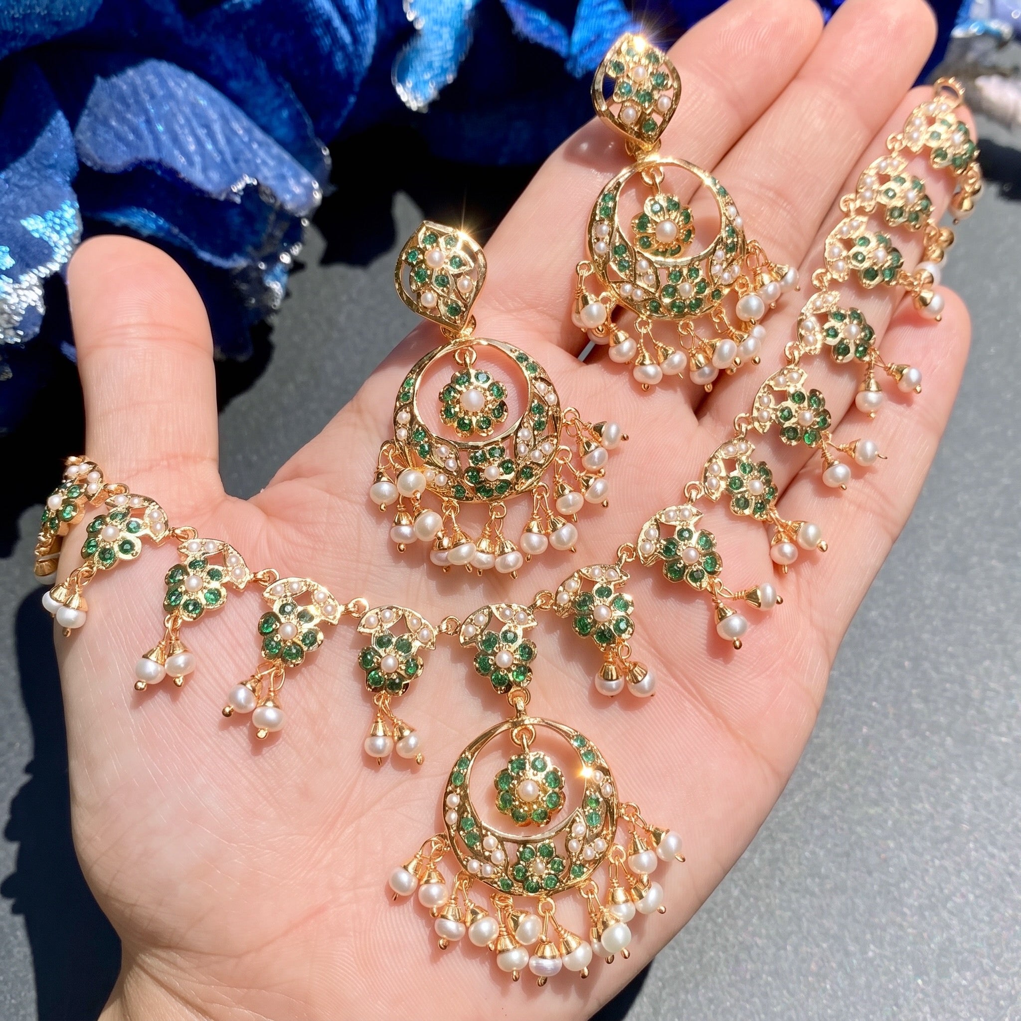 pakistani emerald necklace set