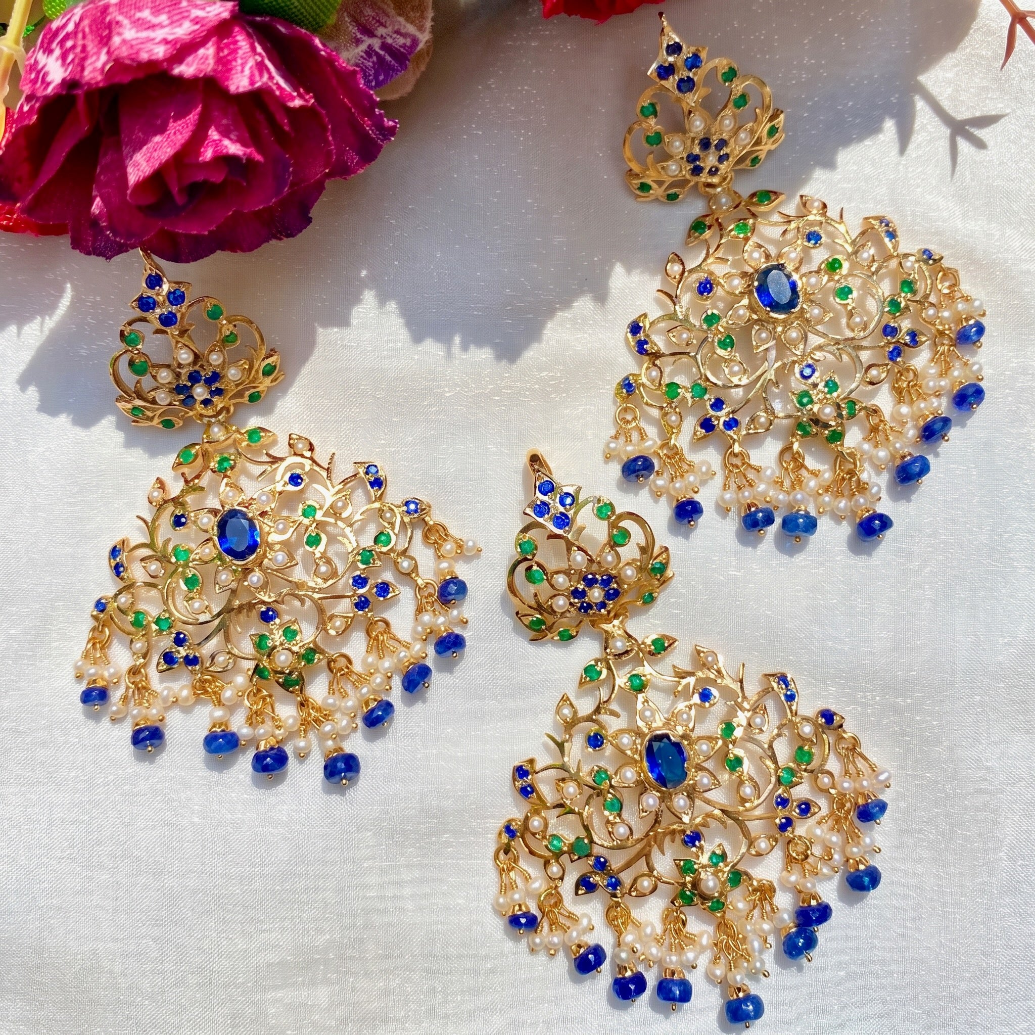 gold plated stone pendant set