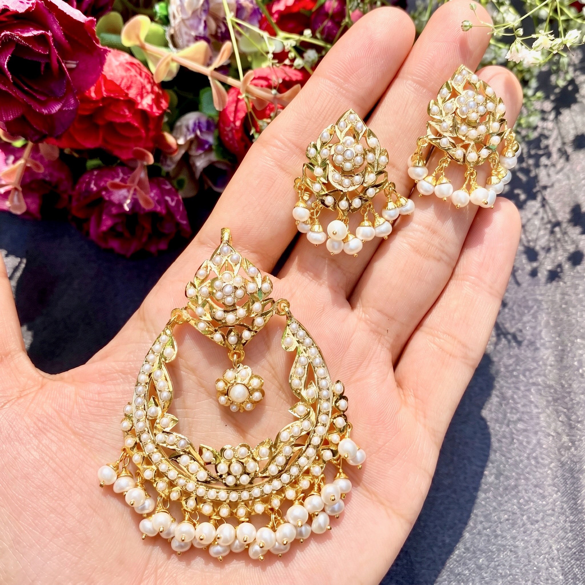 pearl pendant set hyderabadi