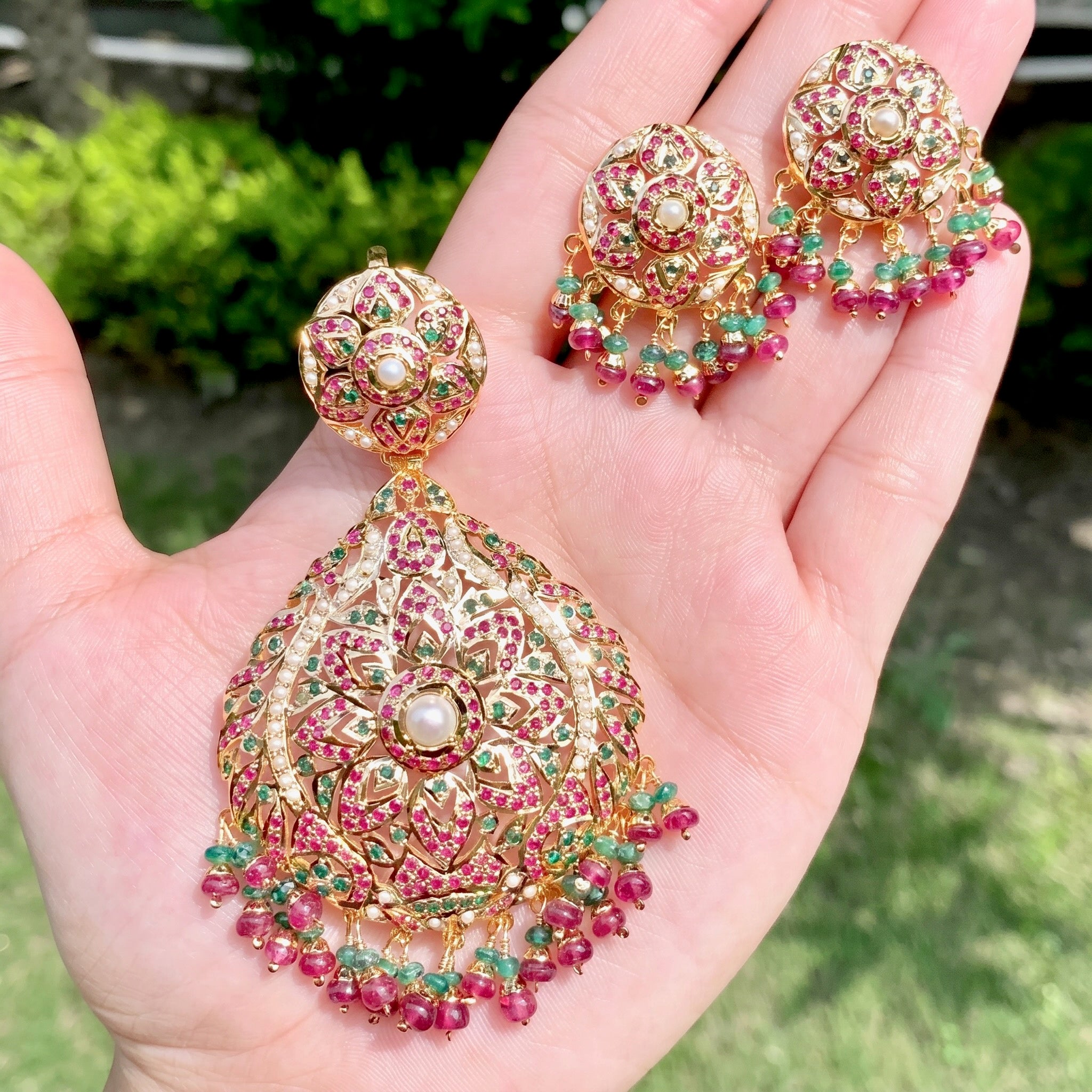 buy ruby emerald pendant set in new jersey