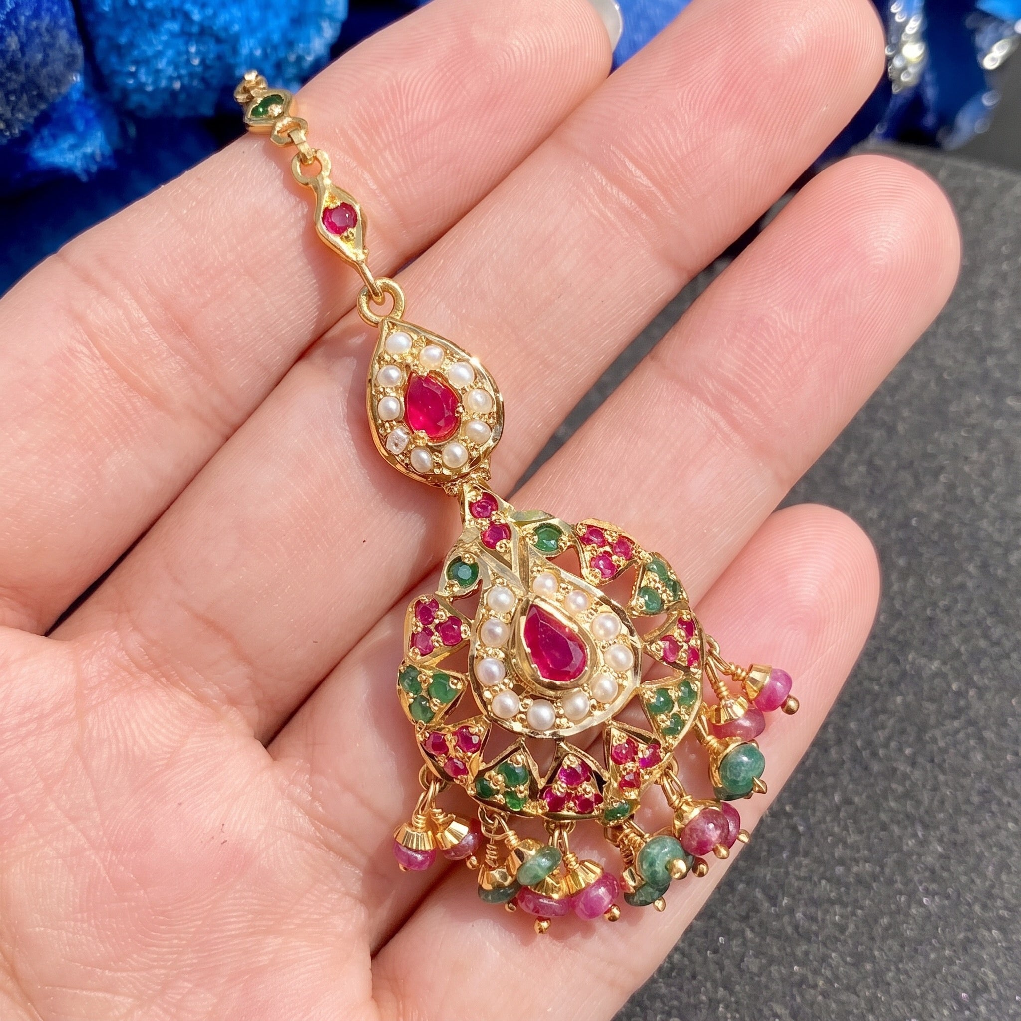 jadau tikka gold plated silver