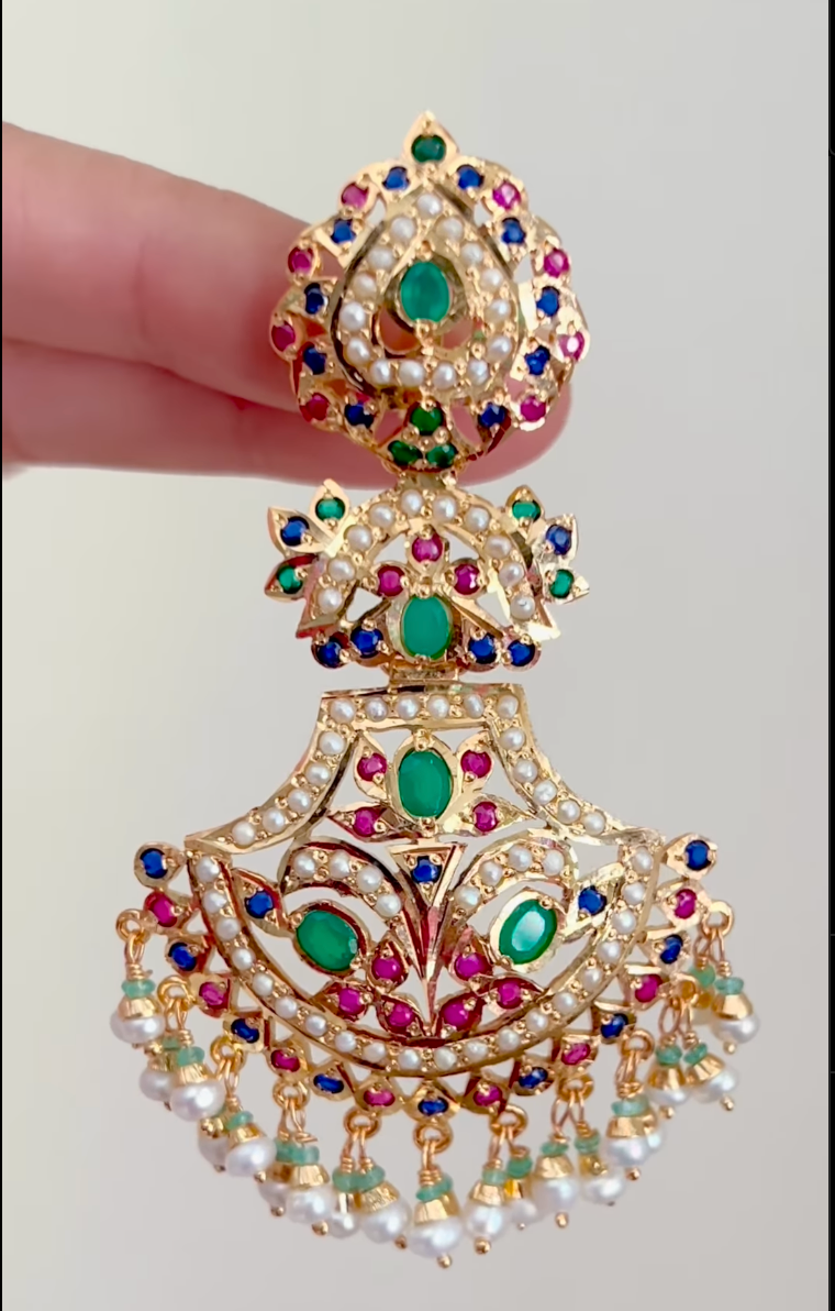 amritsari jadau earrings gold plated