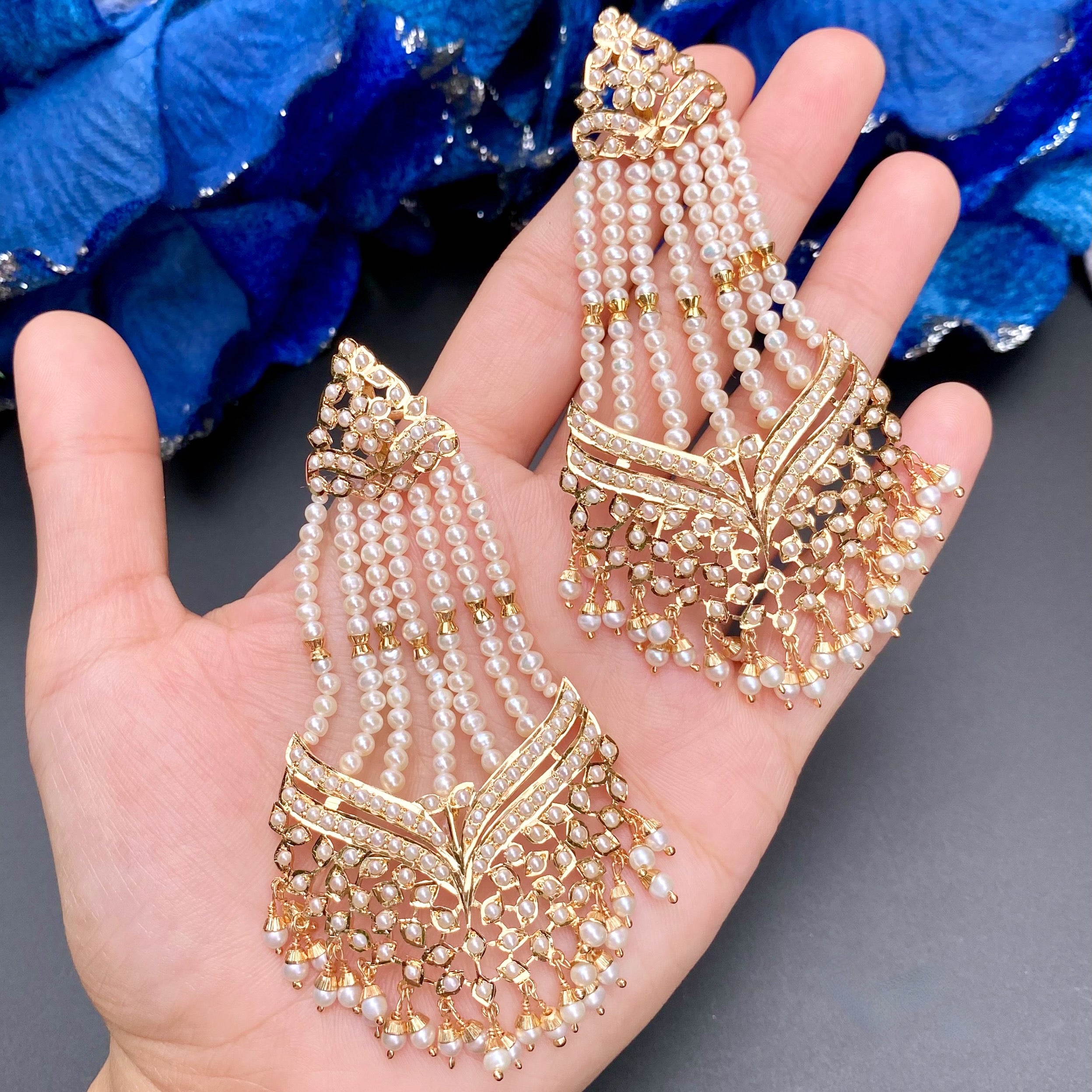 classic jhummer style pearl earrings