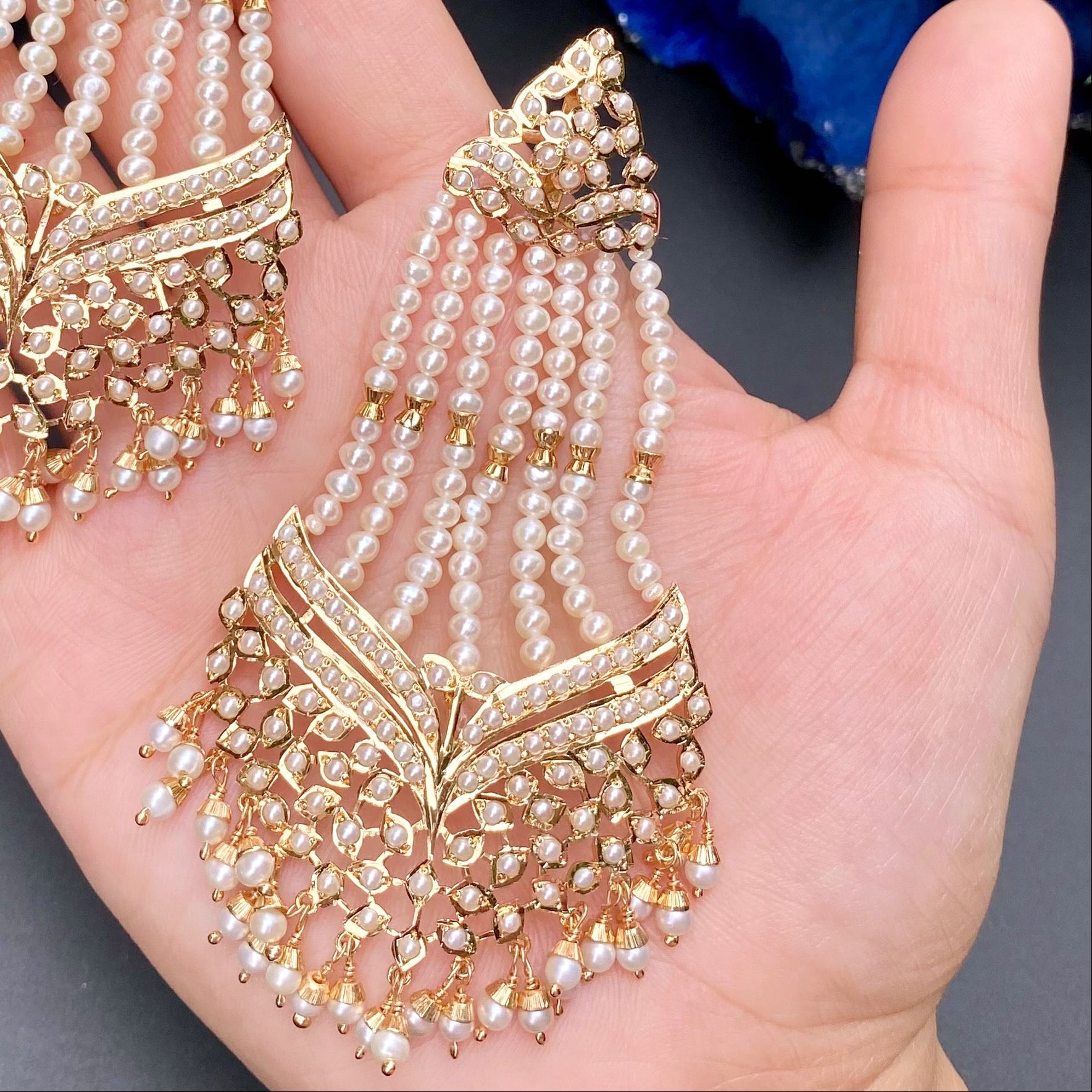 Classic Jhummer Style Pearl Earrings | Gold Plated Traditional Indian Earrings ER 593