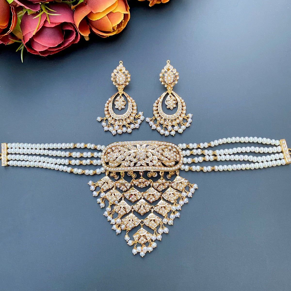 real pearl jewellery sets on solid 22carat gold