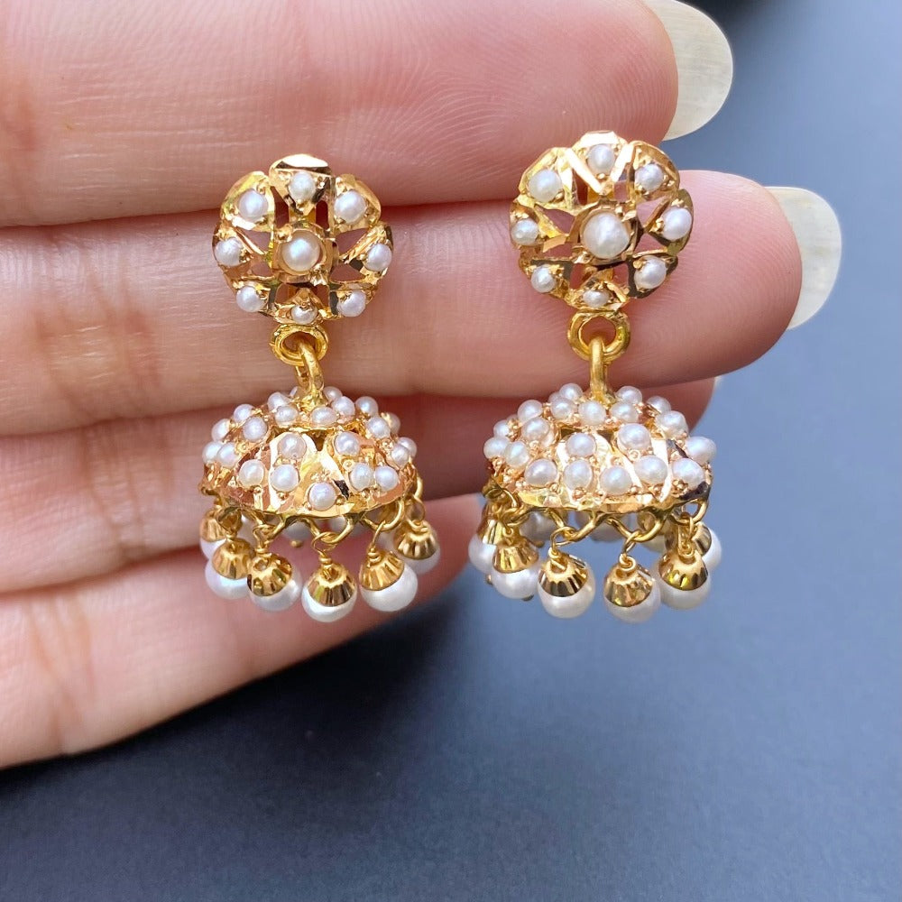 light indian gold jhumkis