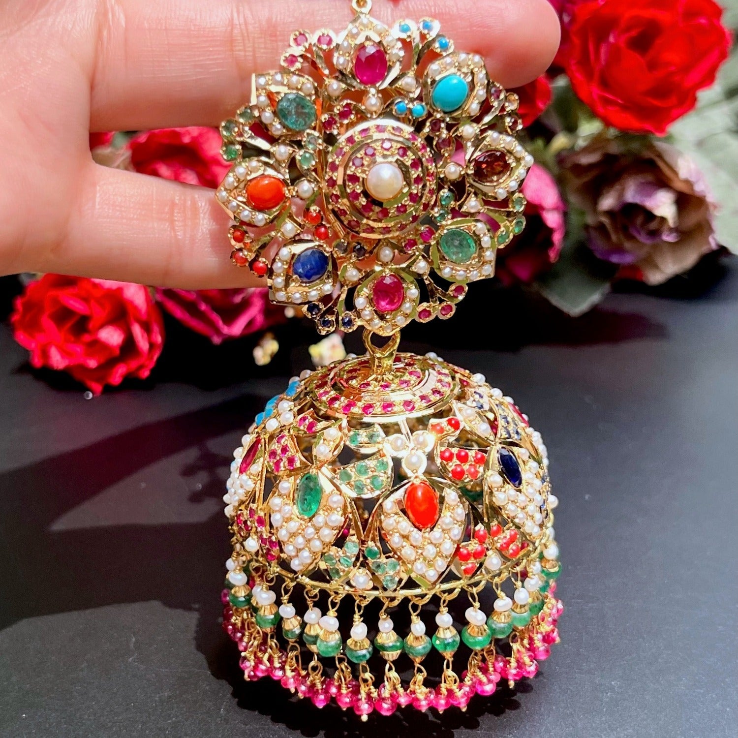 best jadau jewellery jhumka navratna