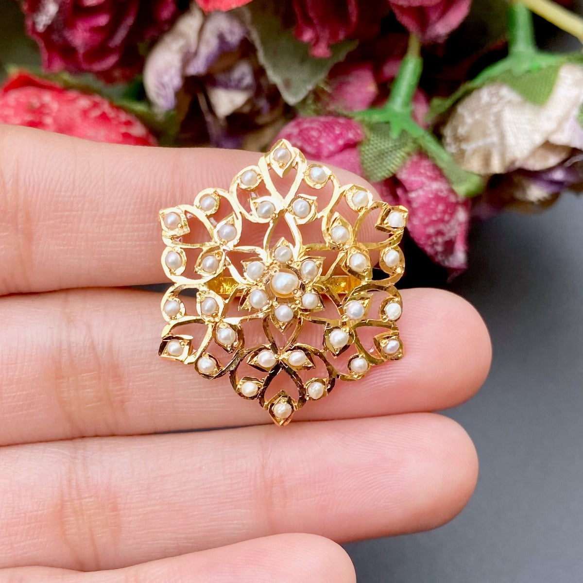 real gold pearl ring bengali design