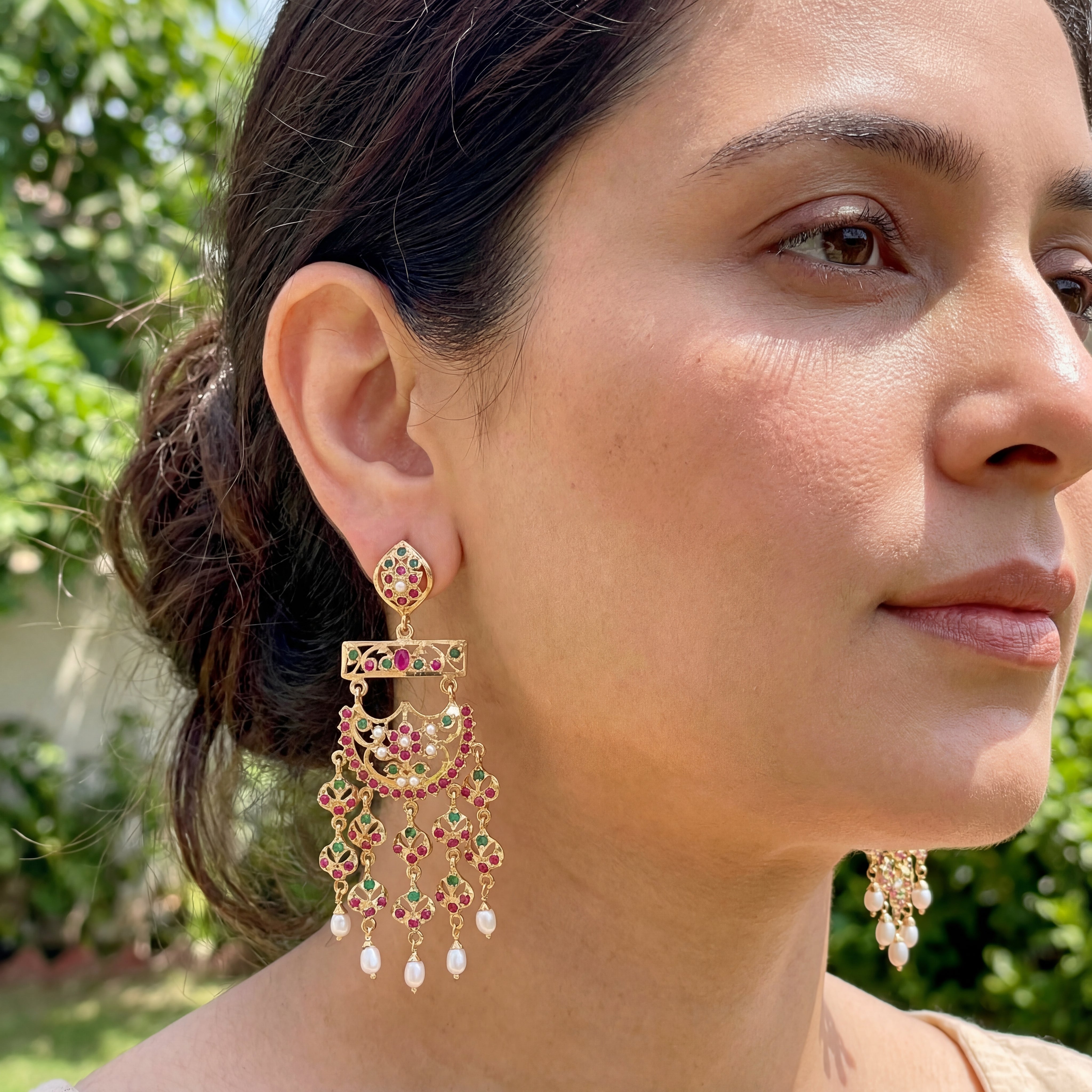 Ethnic Indian Earrings | Stone Studded on Silver ER 570