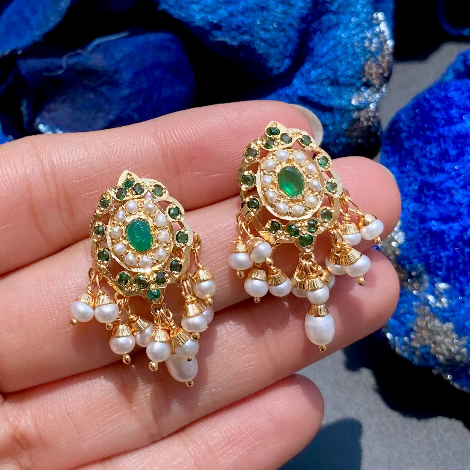 Emerald Green Choker Set | Gold Plated on Silver | Necklace Set for Destination Weddings