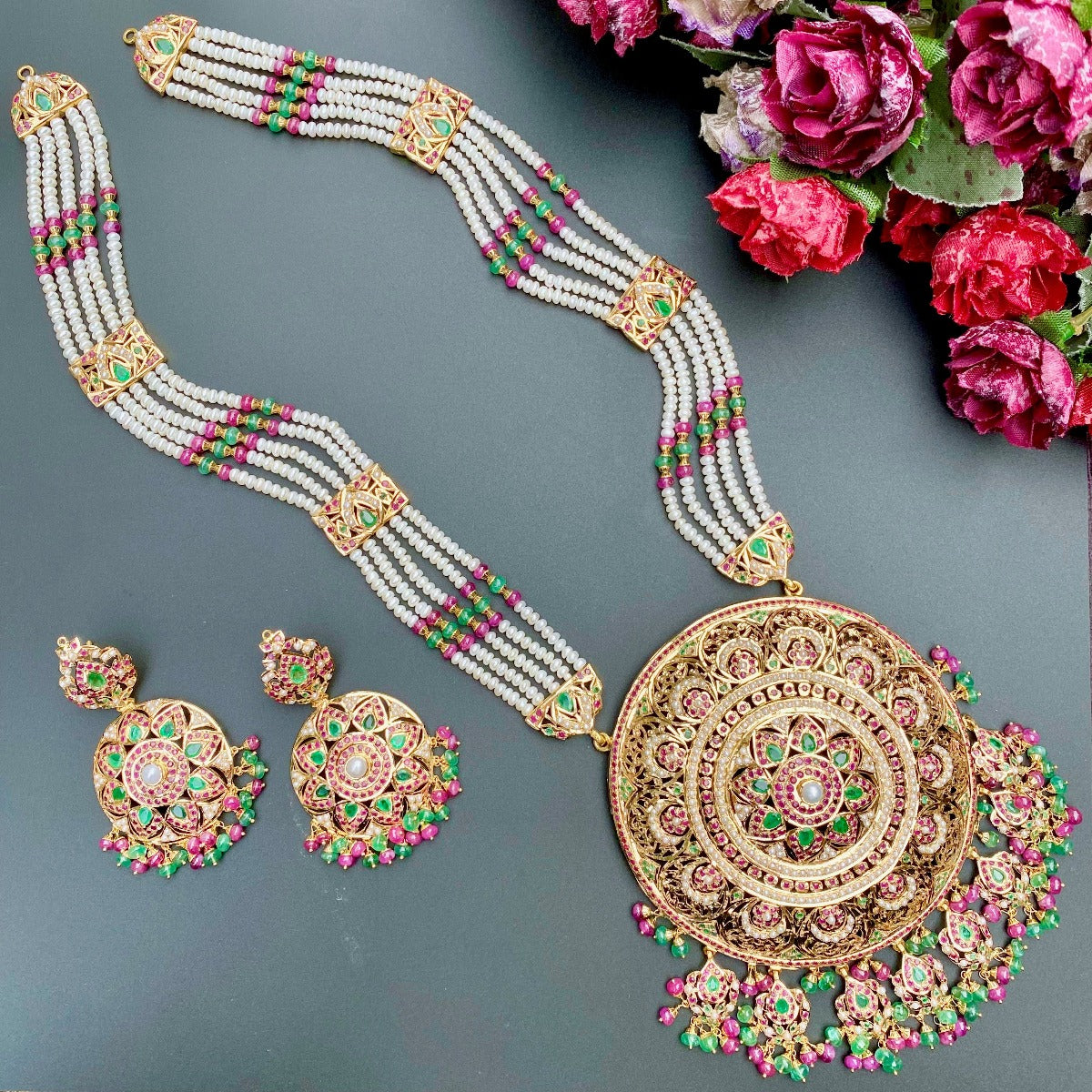 party wear indian rani haar set