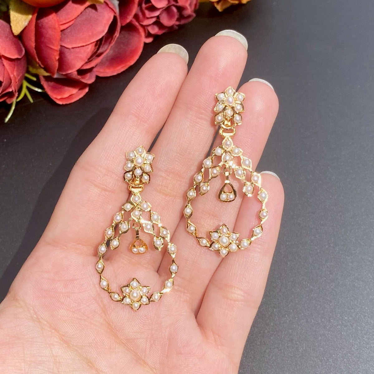 tanishq indian jadau gold earrings latest design 