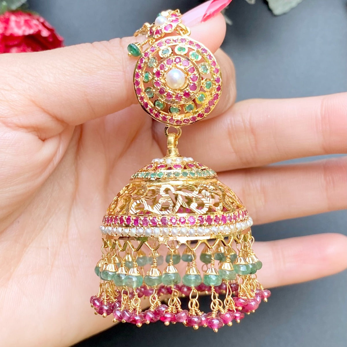 real gold indian jhumka earrings