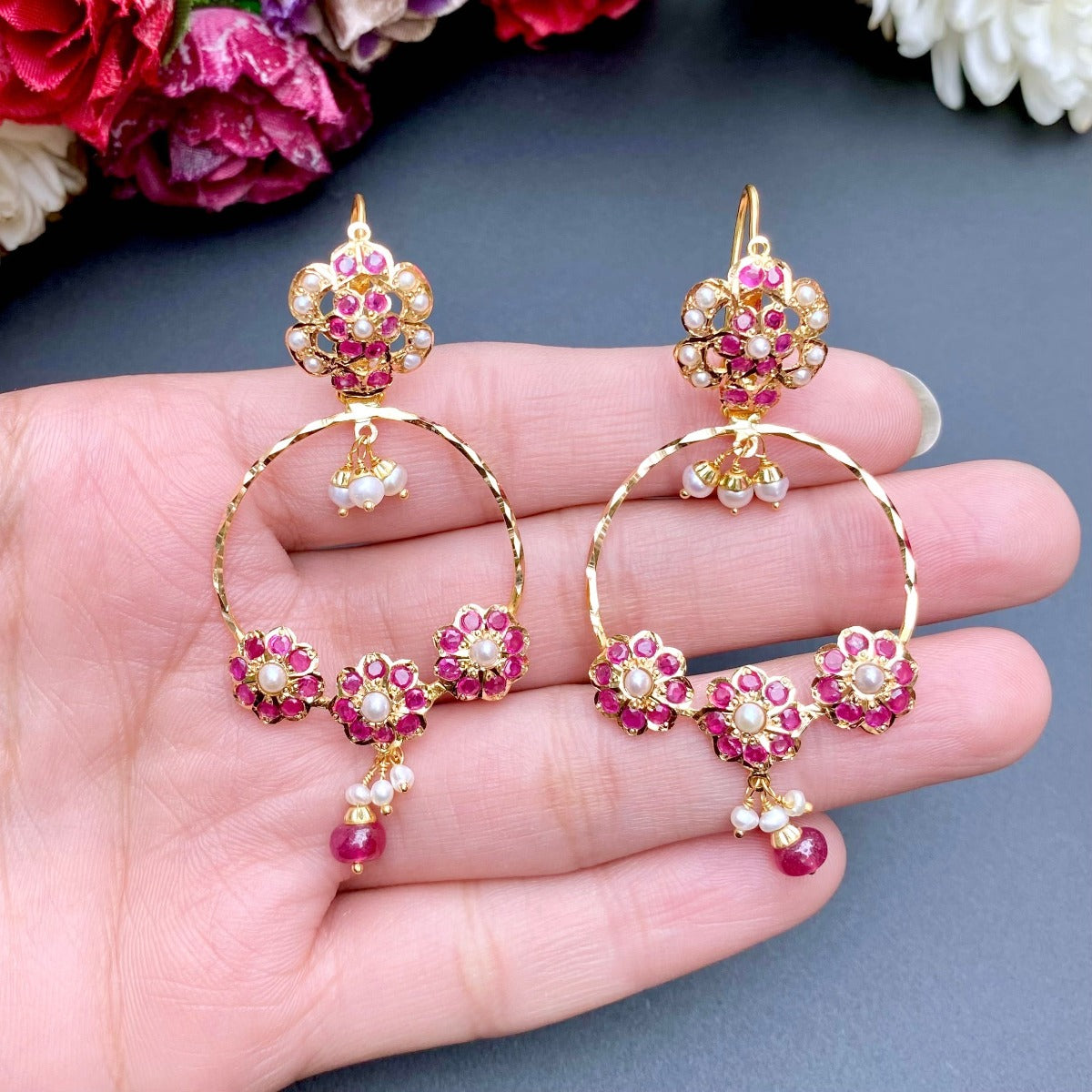 jadau gold chandbali earrings under 1 lakh