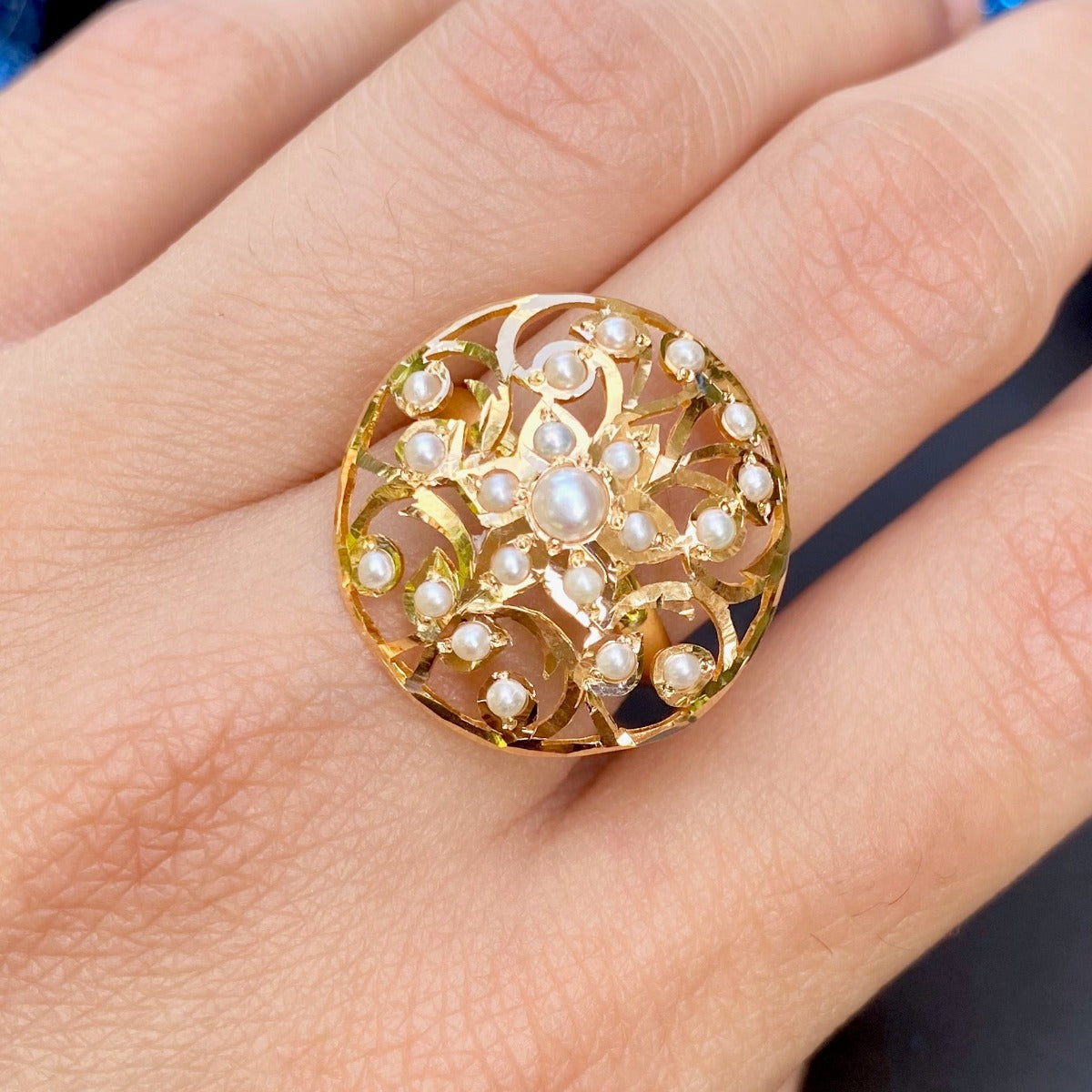 22k gold hyderabadi pearl gold rings